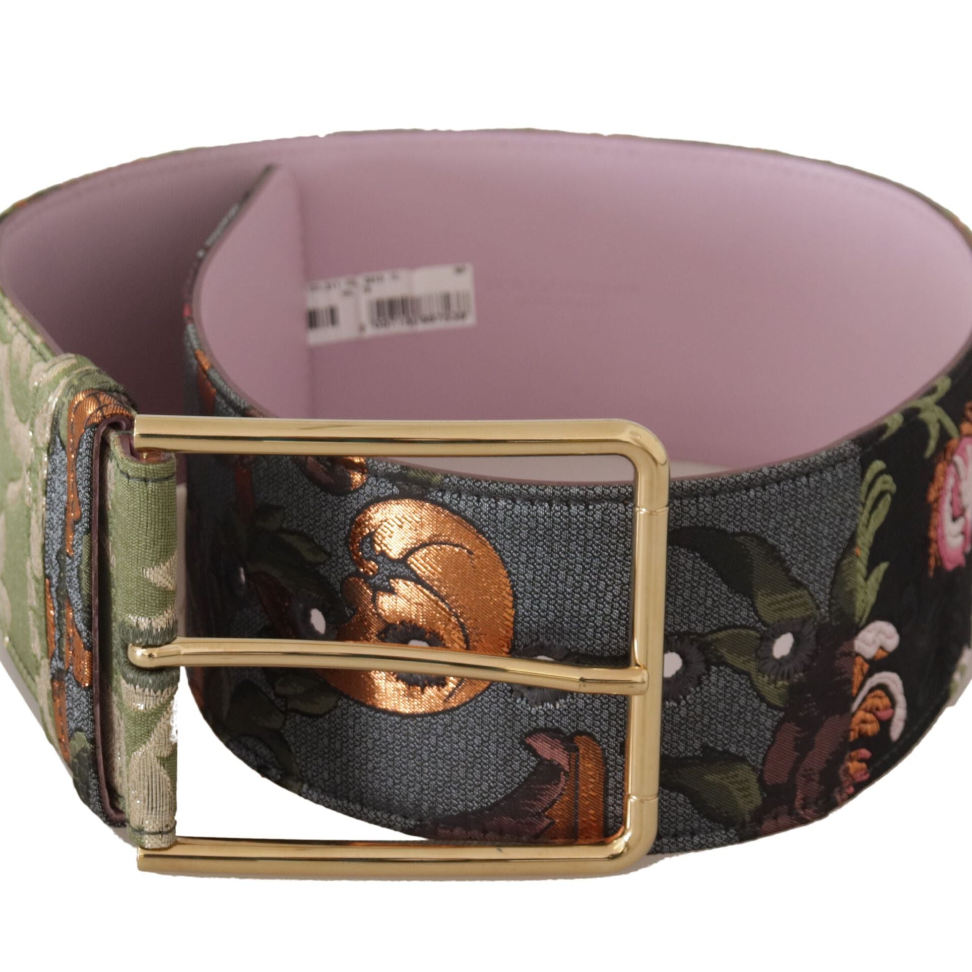 Dolce & Gabbana Multicolor Leather Embroidered Gold Metal Buckle Belt