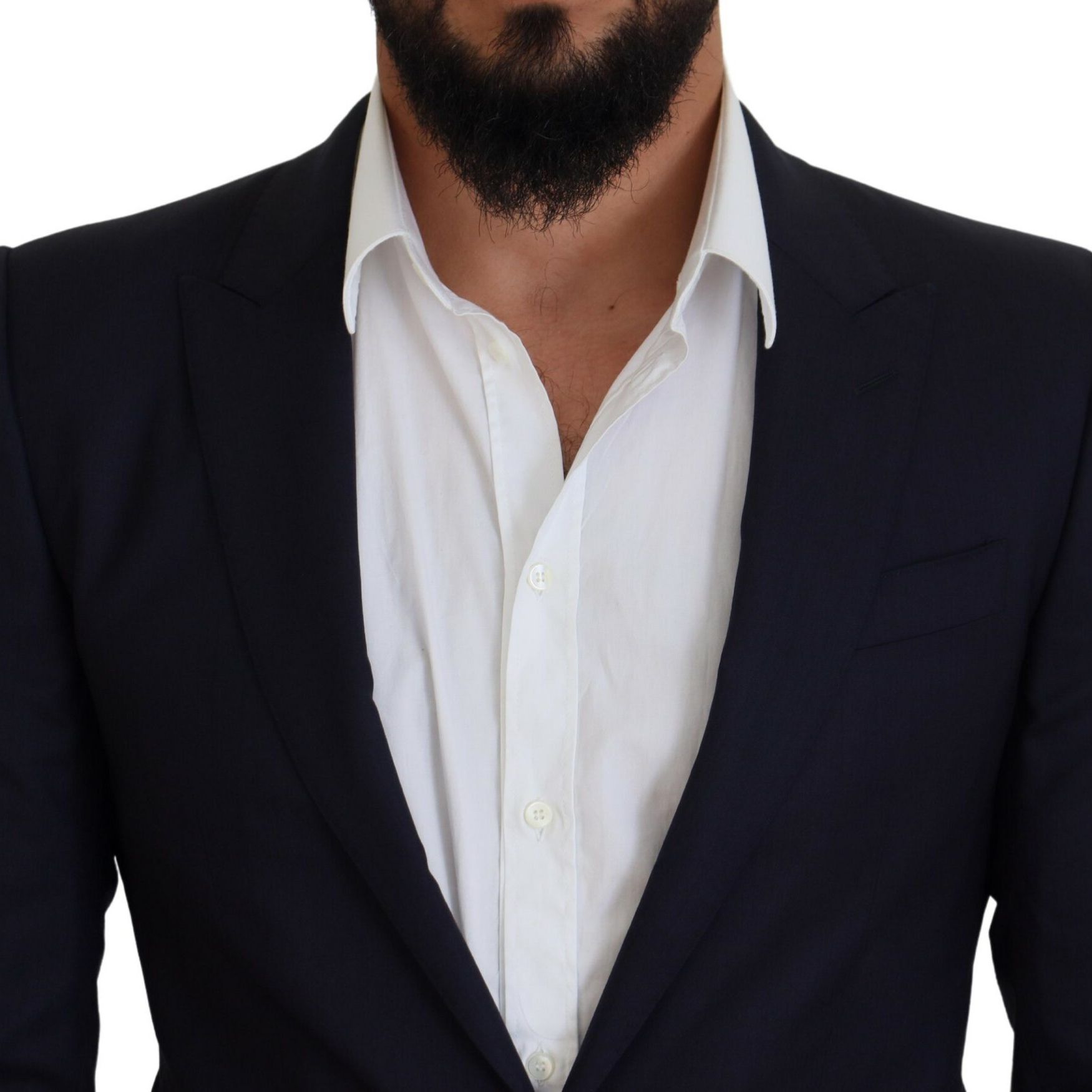 Dolce & Gabbana Blue Wool Slim Fit Formal Coat Blazer