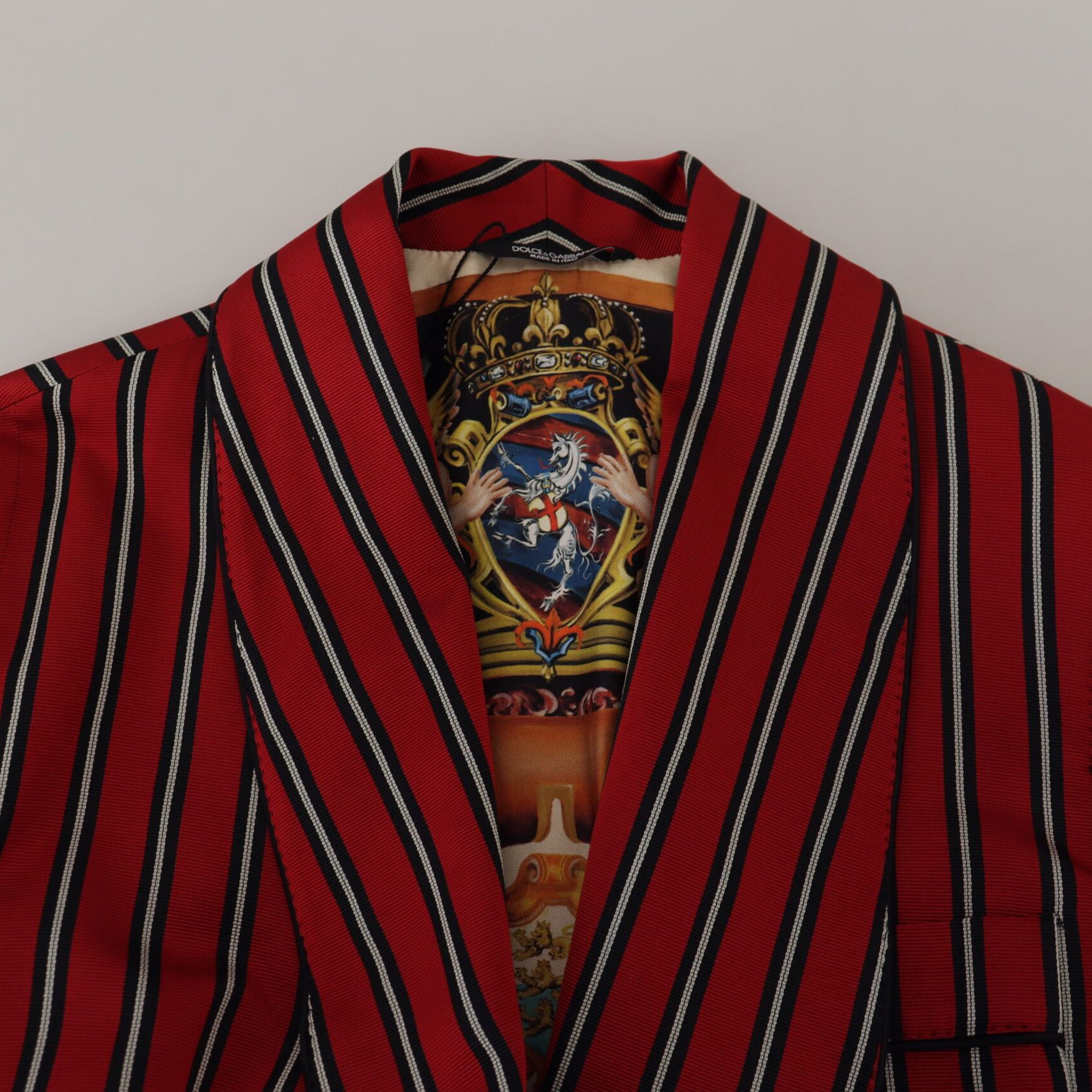 Dolce & Gabbana Red Striped Martini Printed Lining Robe