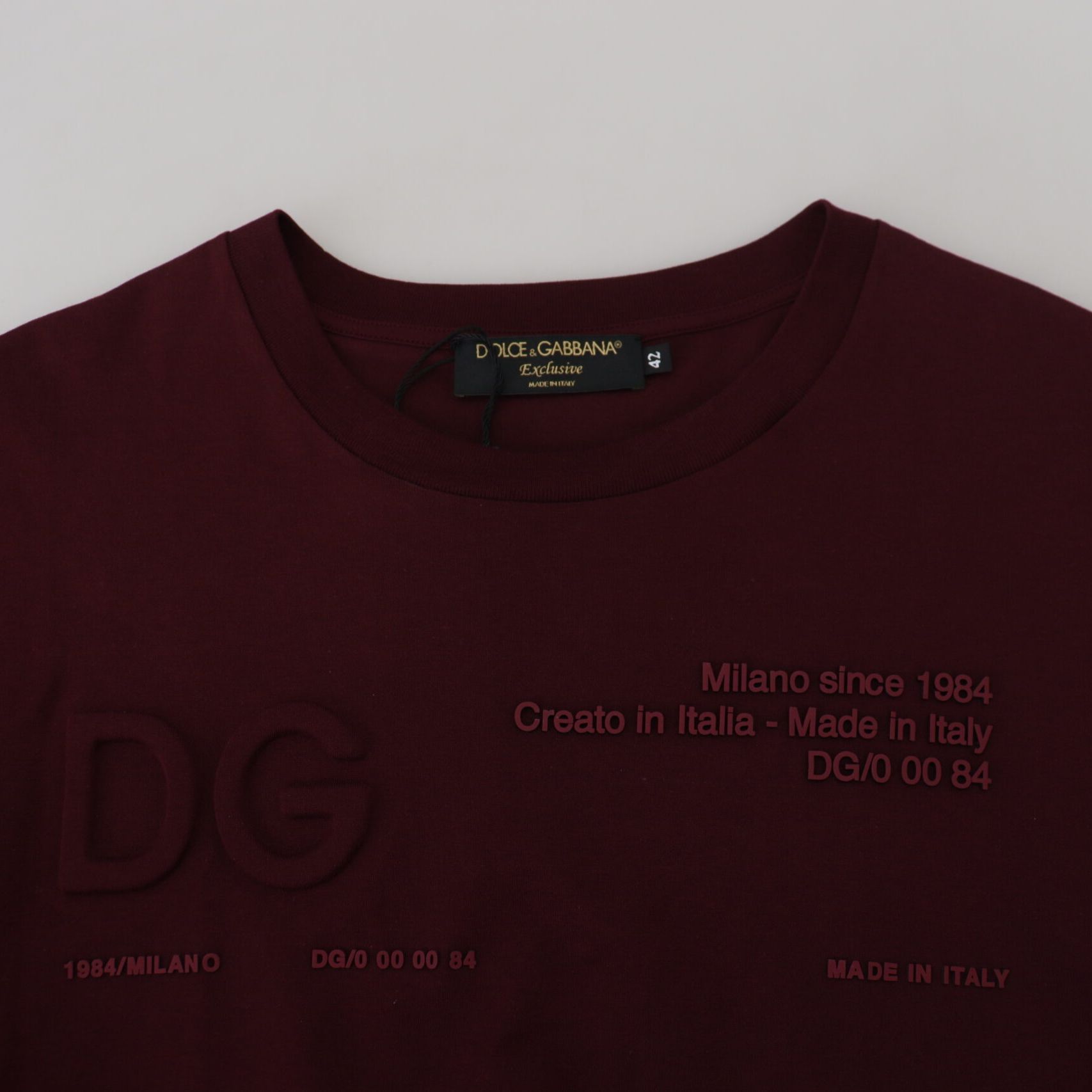 Dolce & Gabbana Maroon Printed Short Sleeves Men T-shirt