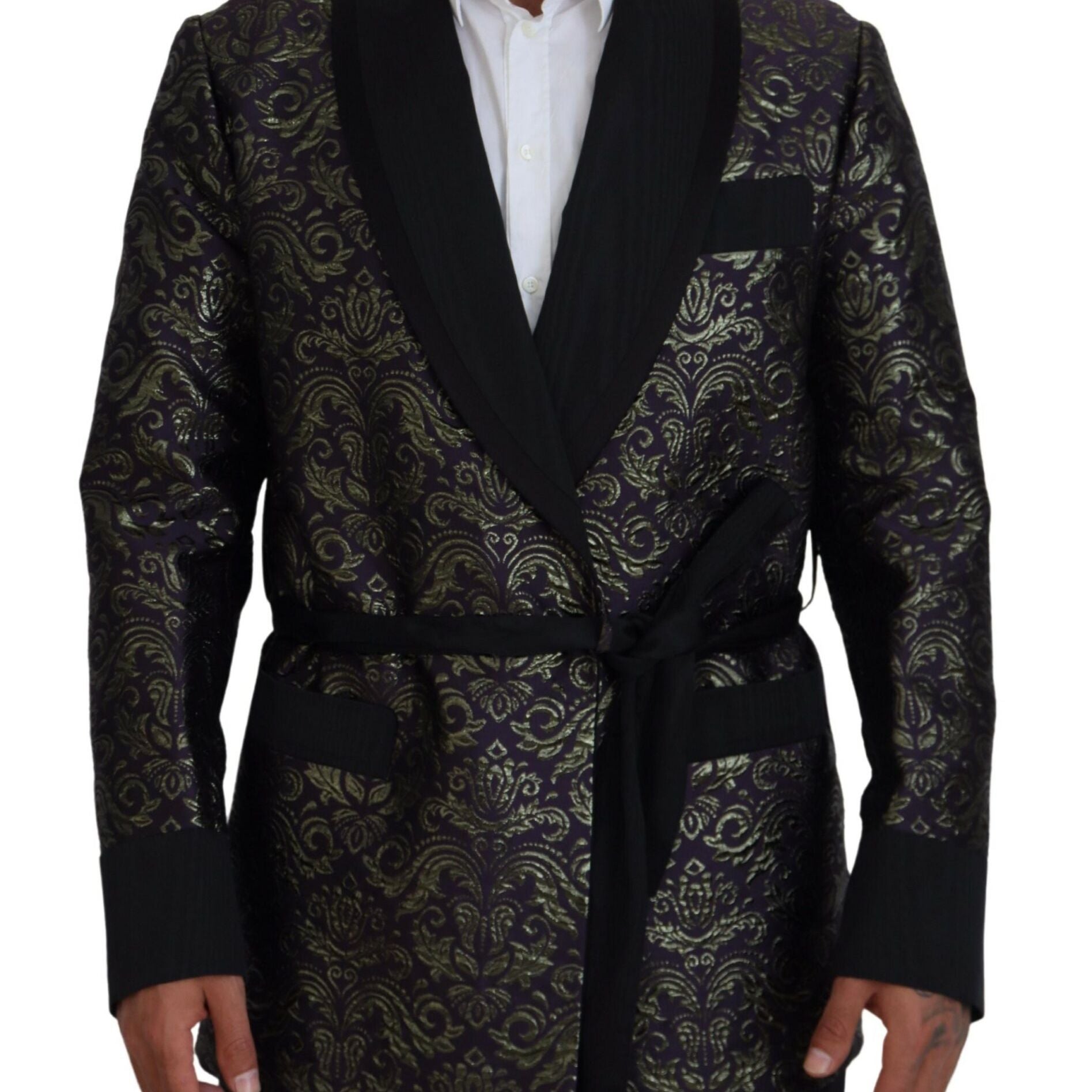 Dolce & Gabbana Gold Purple Baroque Jacket Blazer Robe