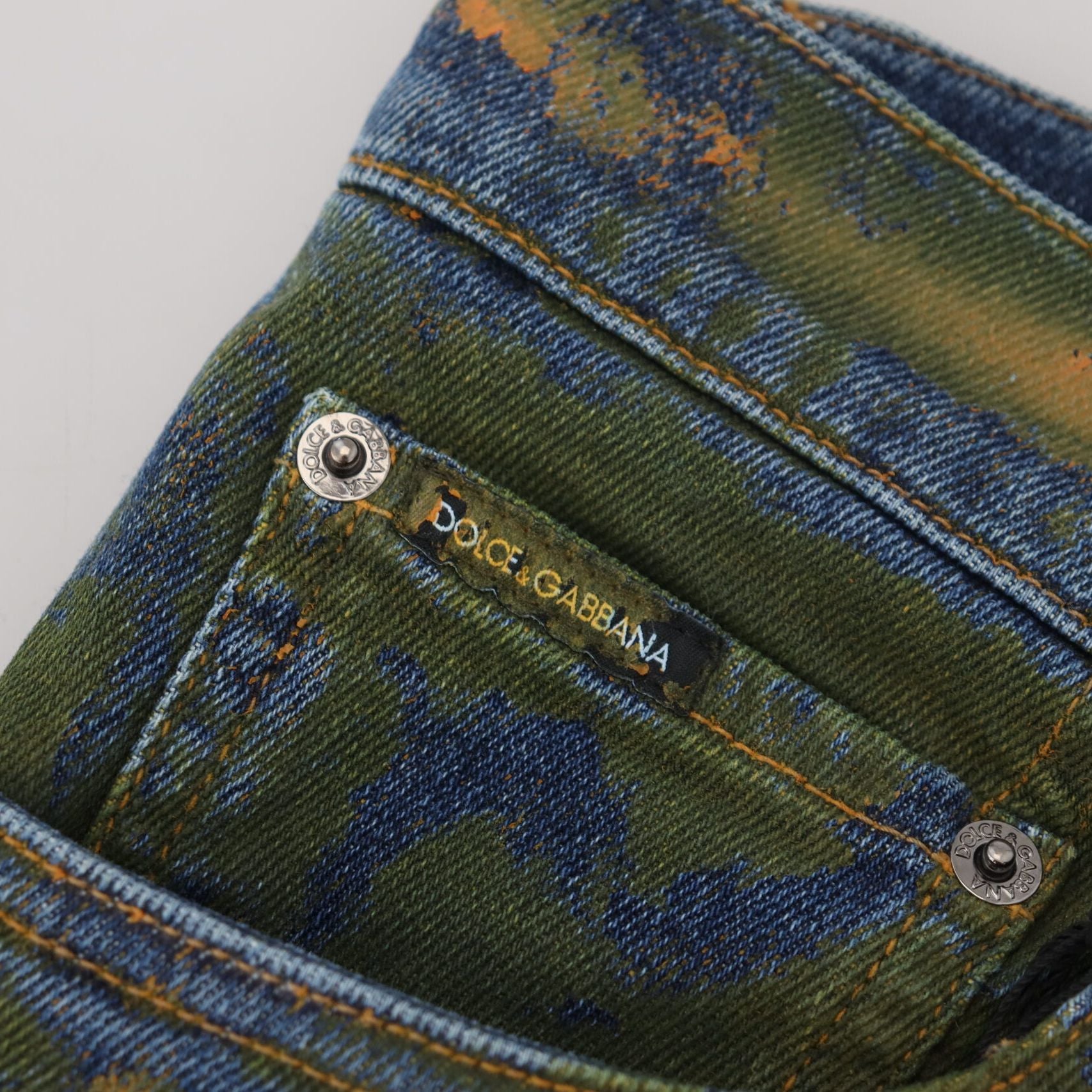 Dolce & Gabbana Blue Green Skinny Cotton Denim Jeans