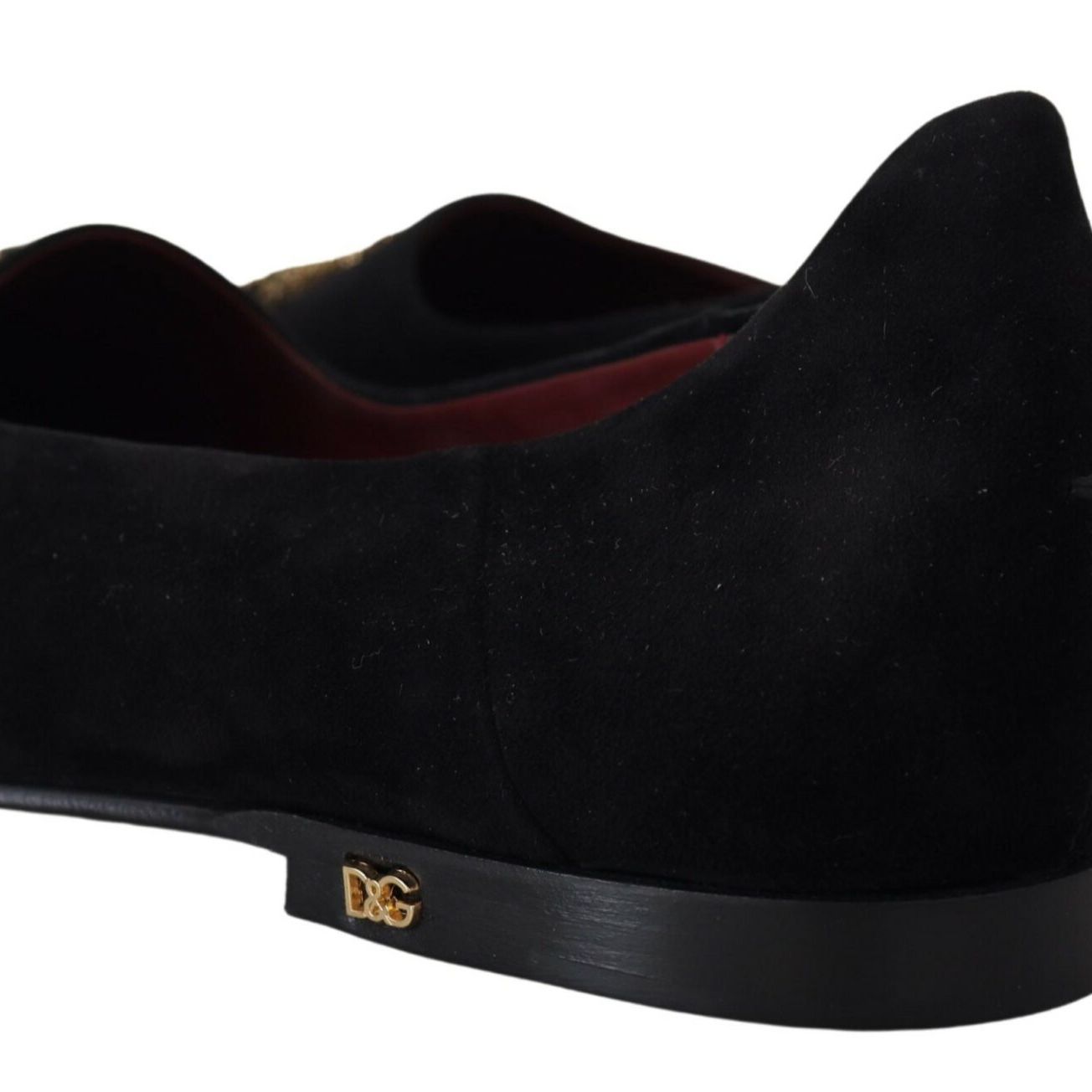 Dolce & Gabbana Black Suede Gold Cross Slip On Loafers Shoes