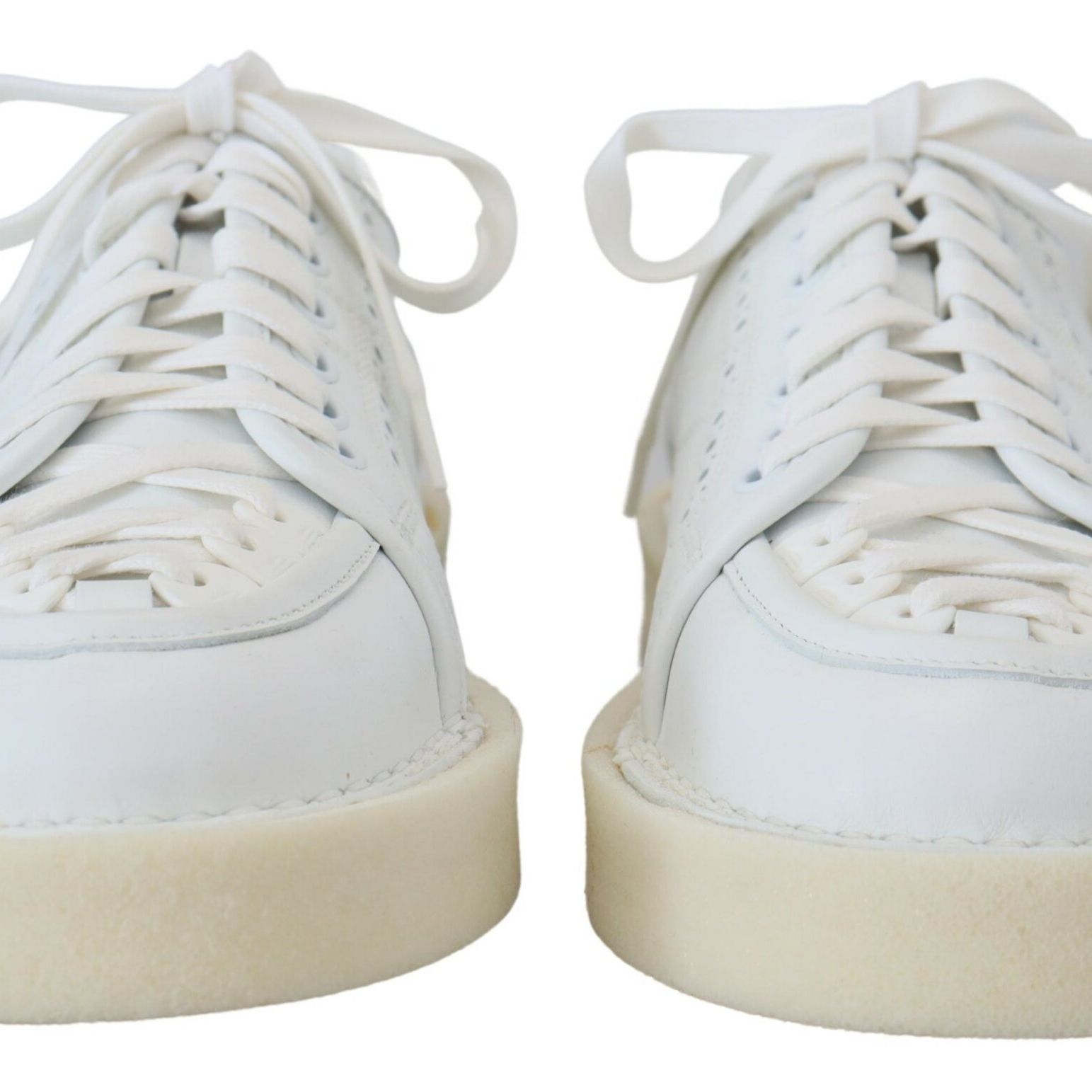 Dolce & Gabbana White Leather Low Top Oxford Sneakers Casual Shoes
