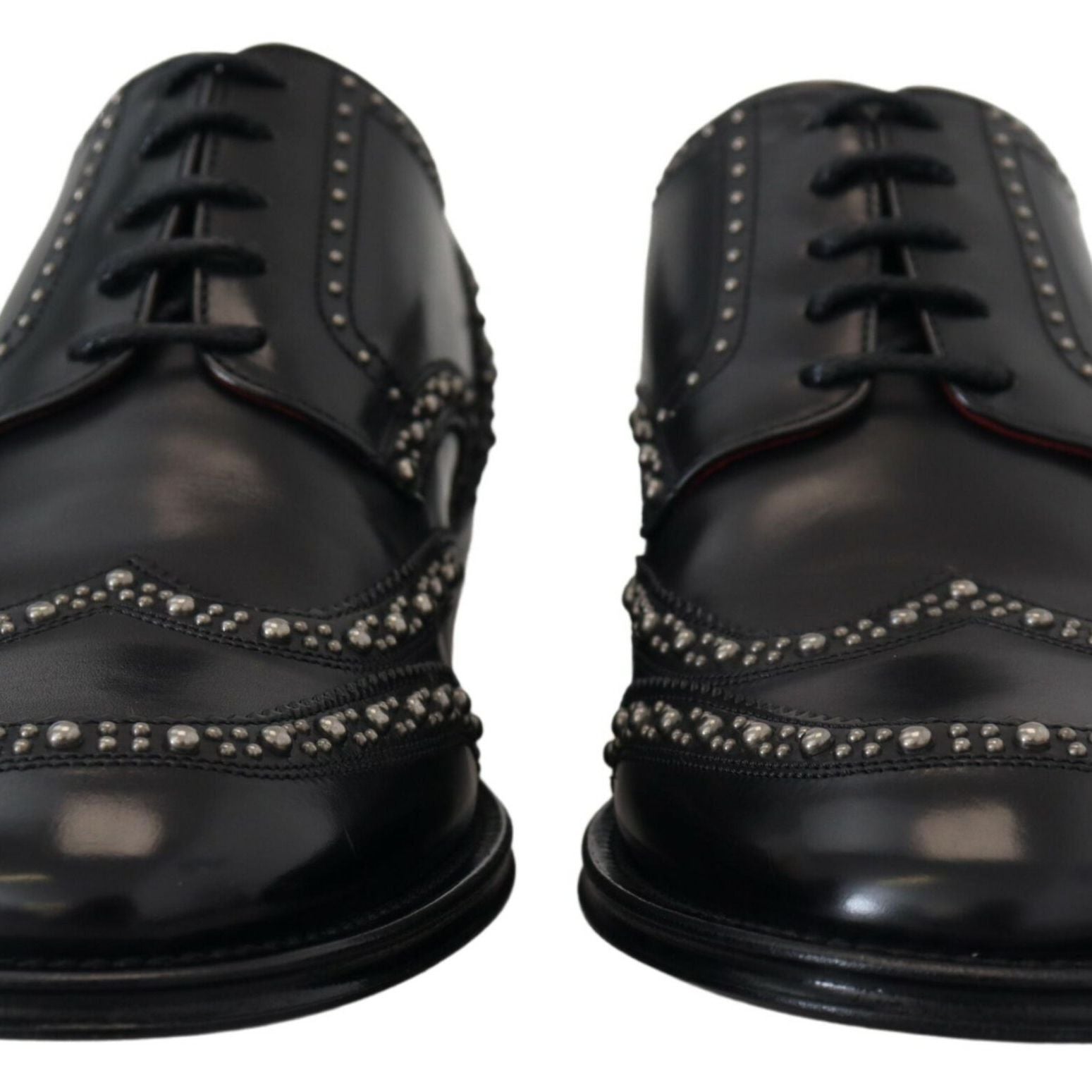 Dolce & Gabbana Black Leather Derby Dress Studded Shoes