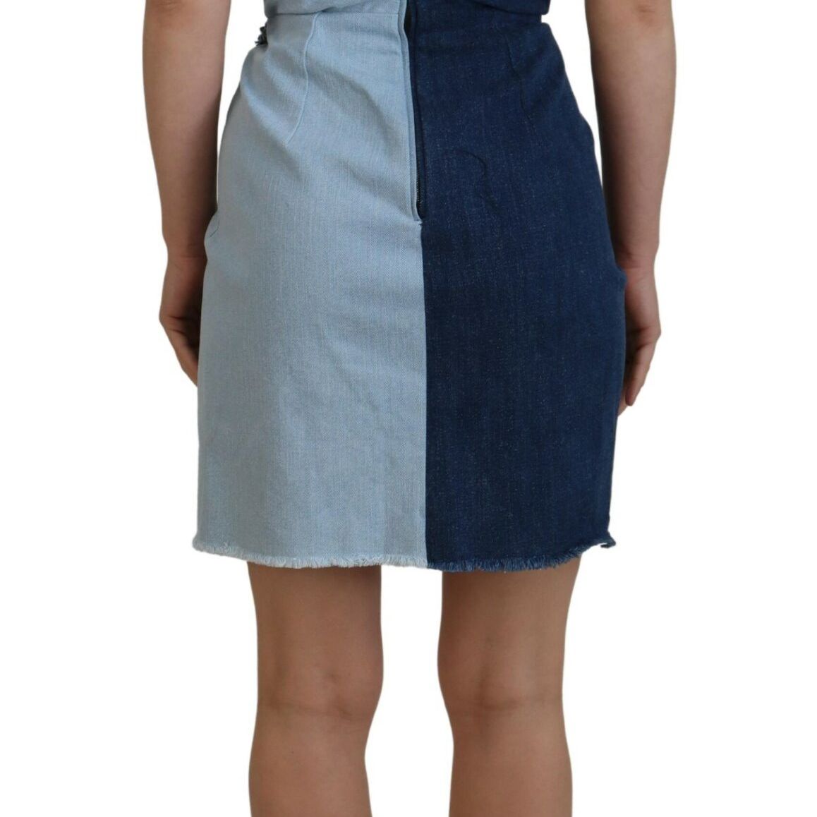 Dolce & Gabbana Two Tone Blue Patchwork Denim Mini Dress
