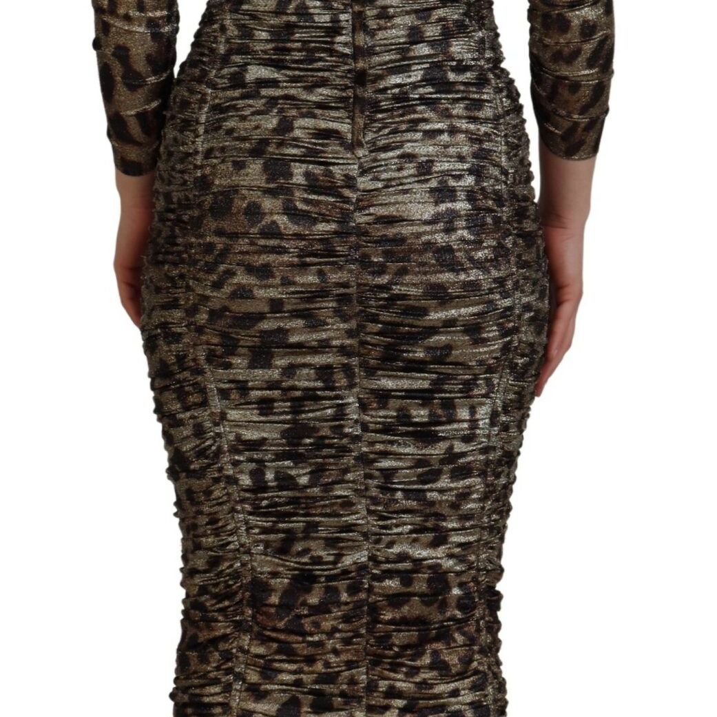 Dolce & Gabbana Multicolor Leopard Bodycon Sheath Midi Dress