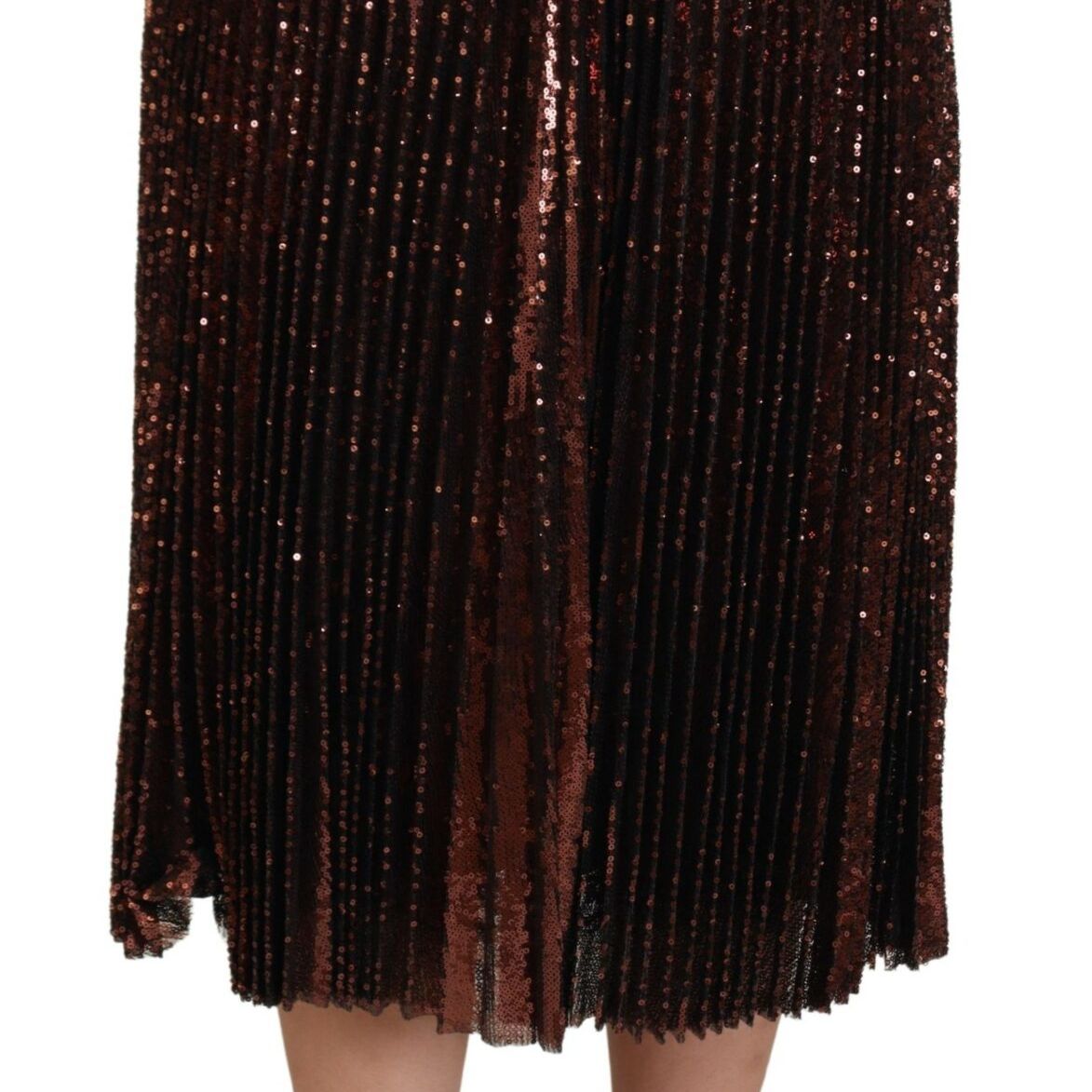 Dolce & Gabbana Bronze Sequined High Waist A-line Maxi Skirt