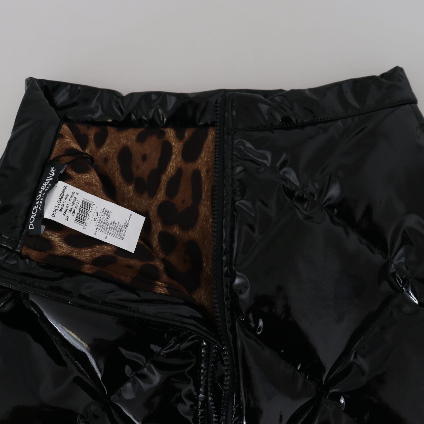 Dolce & Gabbana Shiny Black High Waist A-line Mini Skirt