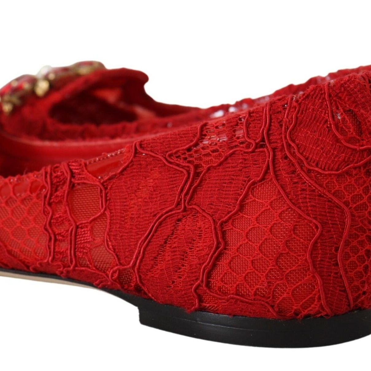 Dolce & Gabbana Red Taormina Crystals Loafers Flats Shoes