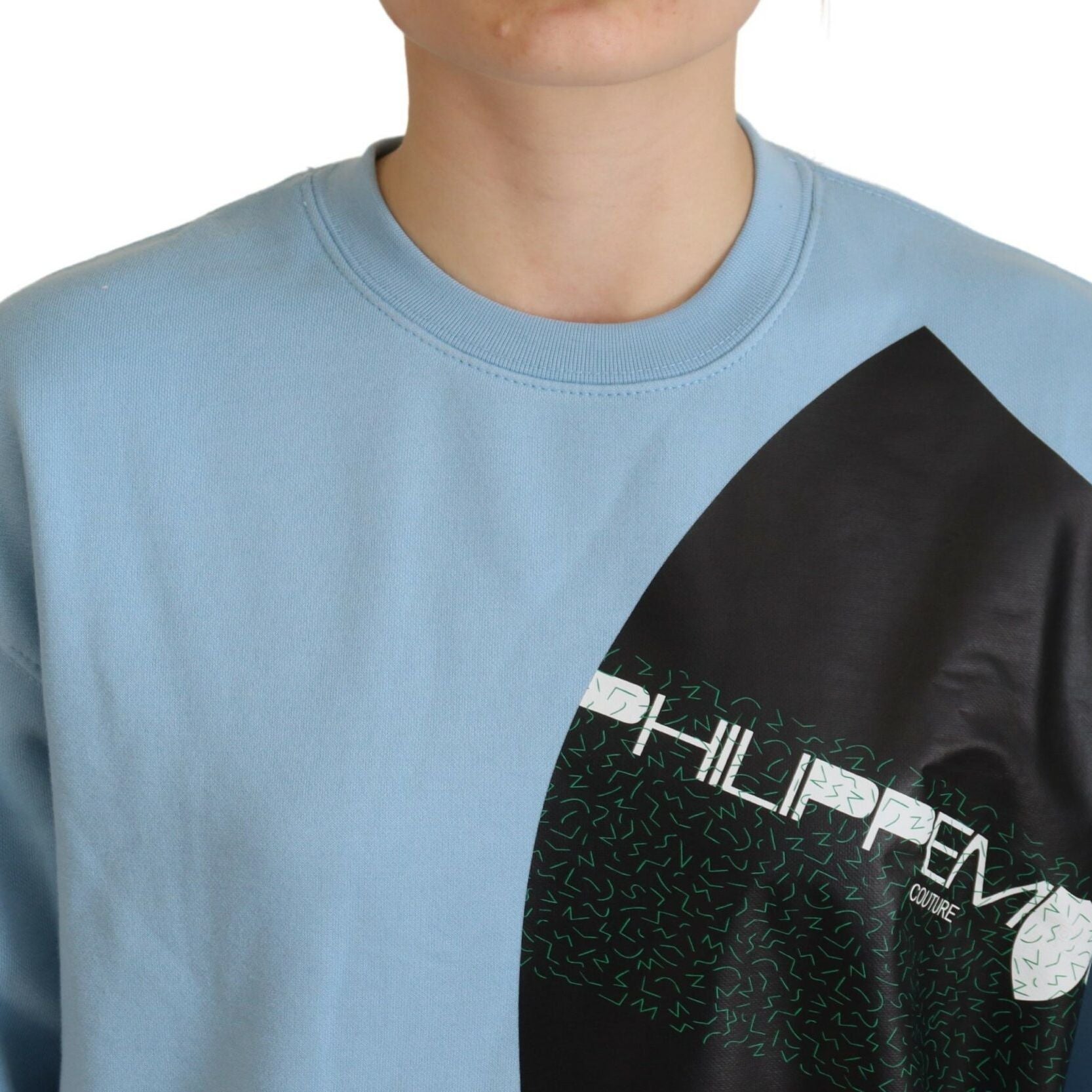 Philippe Model Light Blue Logo Printed Long Sleeves Sweater