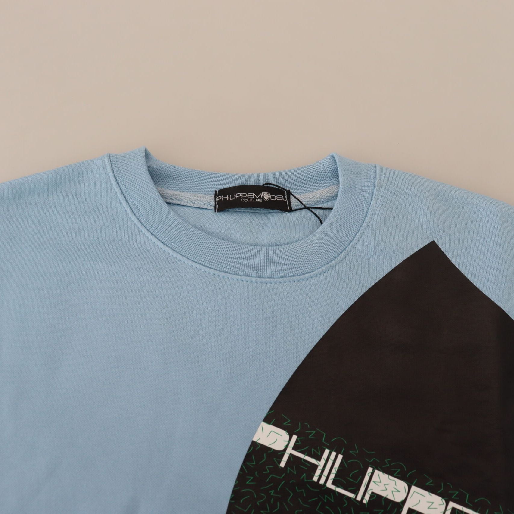 Philippe Model Light Blue Logo Printed Long Sleeves Sweater