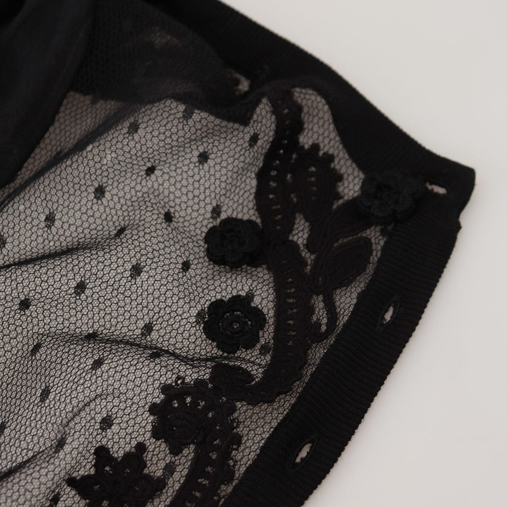 Dolce & Gabbana Black Floral Lace Button Cardigan Sweater