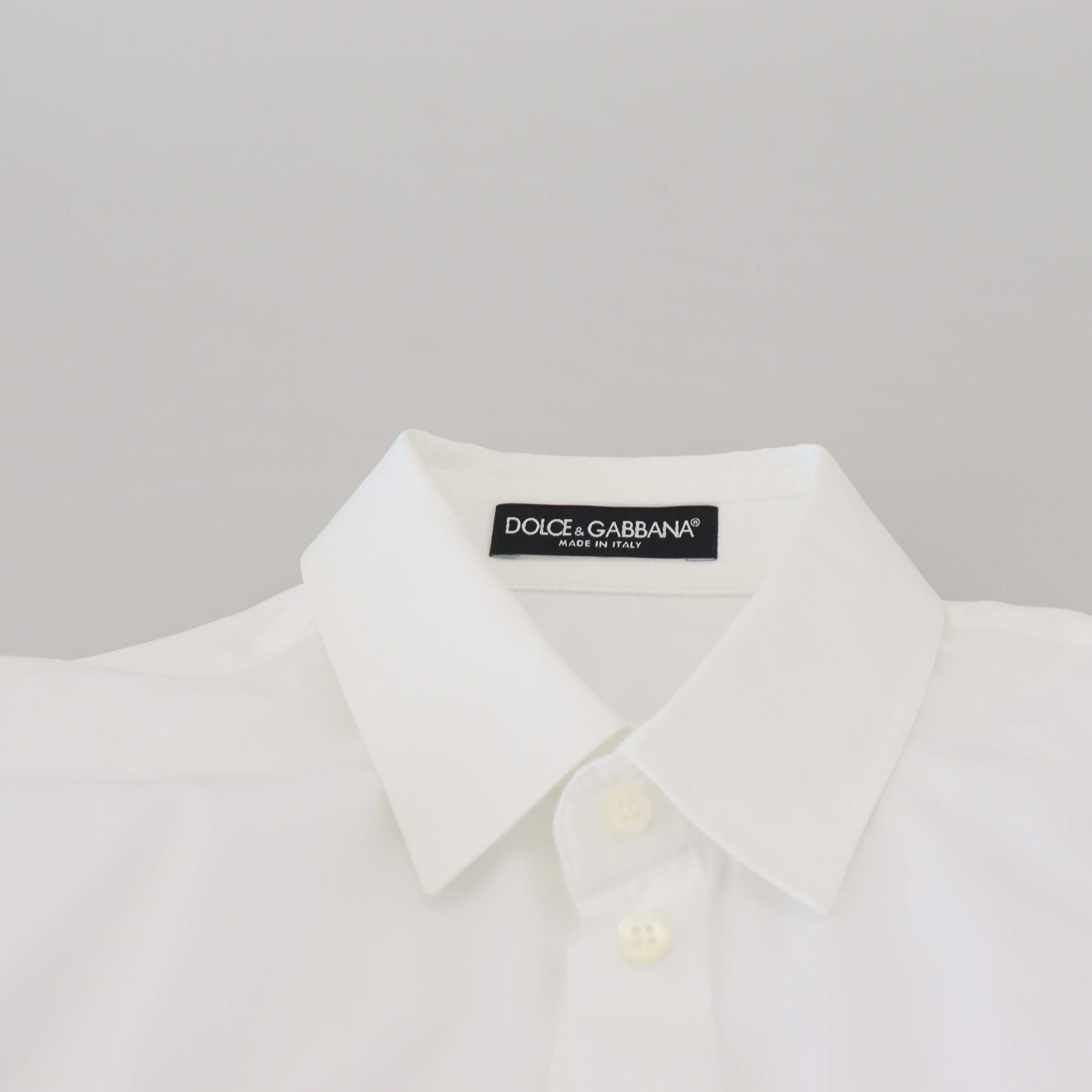 Dolce & Gabbana White Cotton Collared Long Sleeves Formal Top