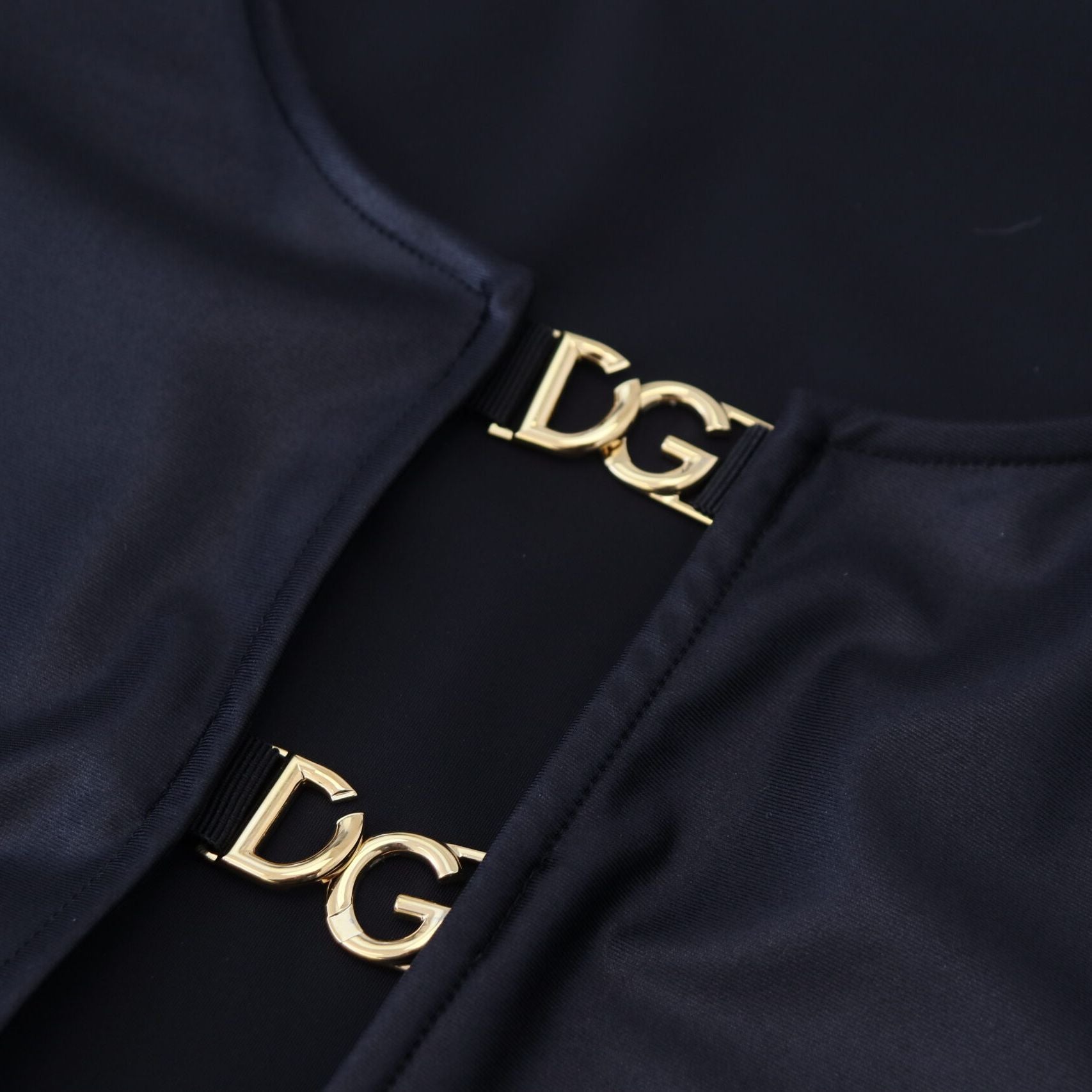 Dolce & Gabbana Black Cotton Stretch Open Chest 3/4 Sleeve Top