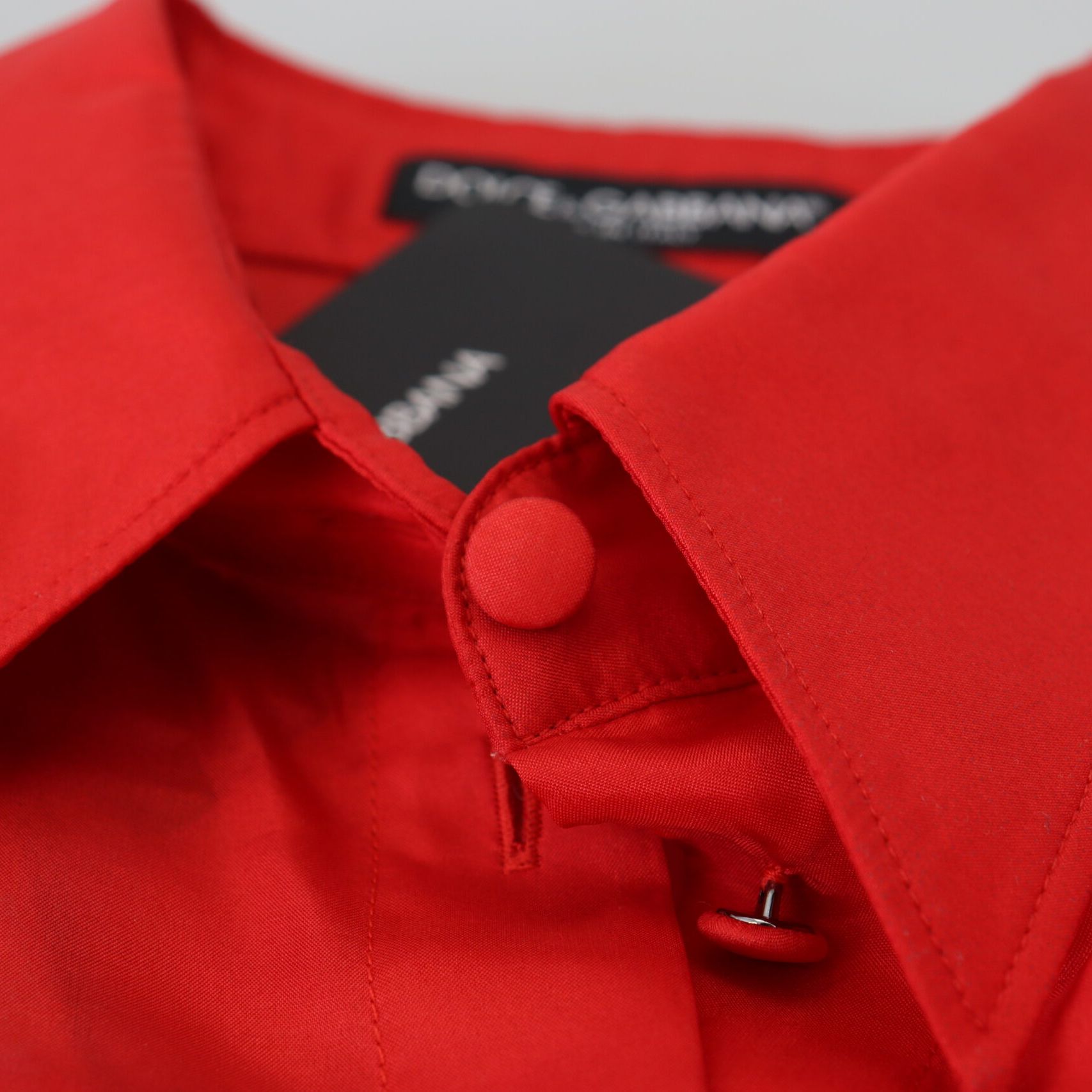 Dolce & Gabbana Red Silk Collared Long Sleeves Dress Shirt Top