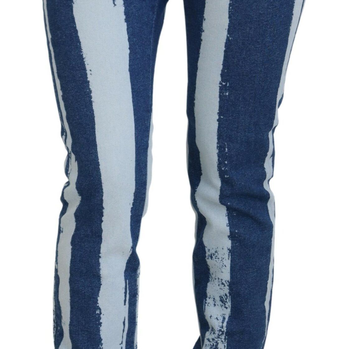 Dolce & Gabbana Cobalt Blue Stripes Skinny Denim Cotton Jeans