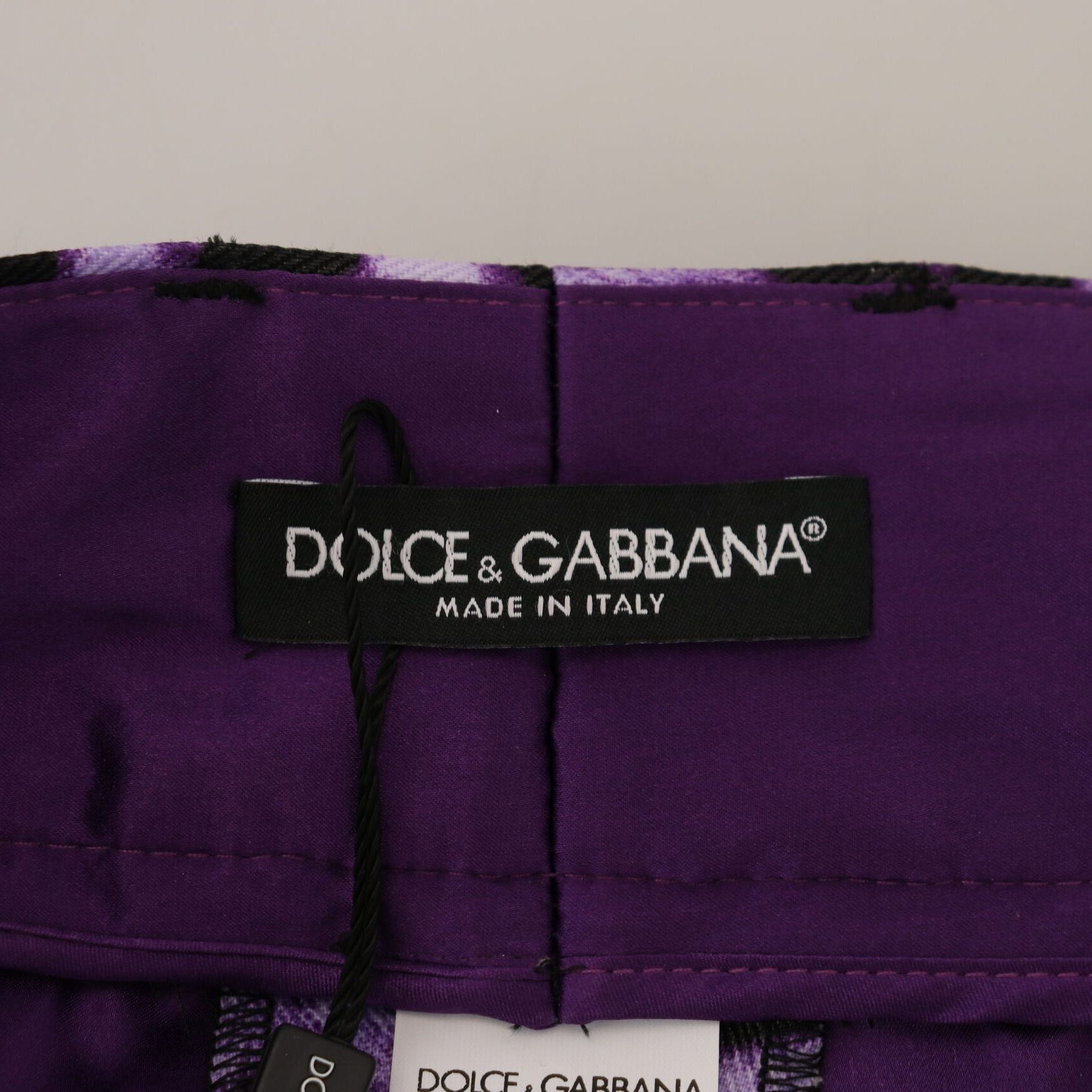 Dolce & Gabbana Purple Leopard Print High Waist Pants