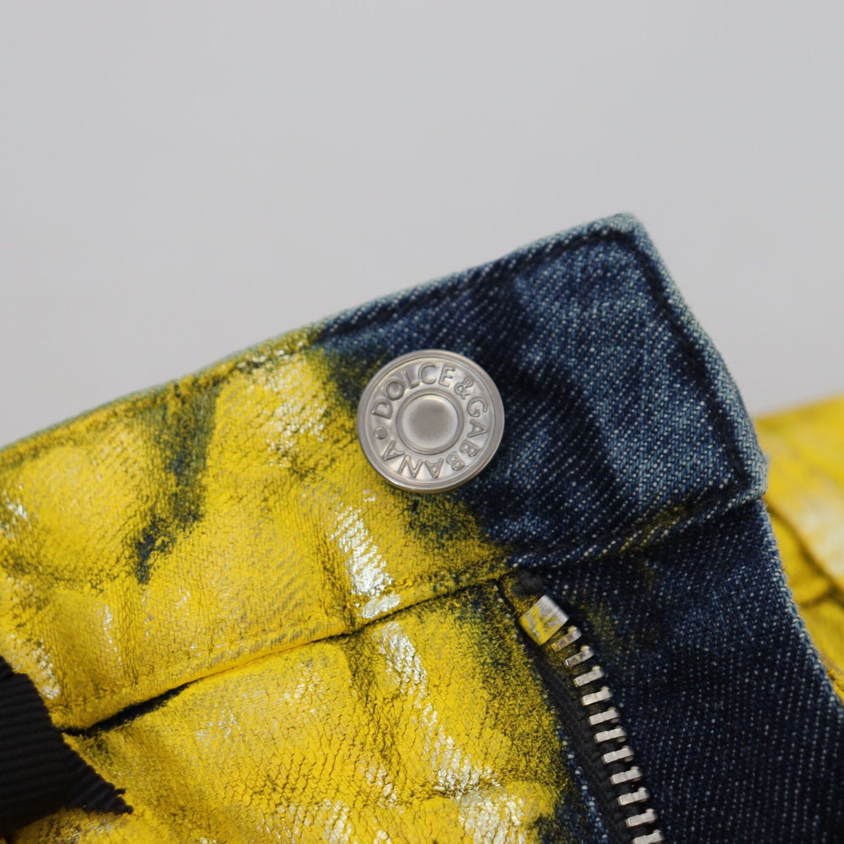 Dolce & Gabbana Yellow Leopard Cotton Straight Denim Jeans