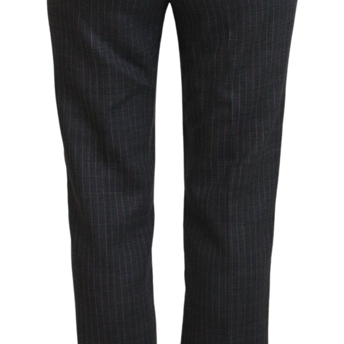 Dolce & Gabbana Gray Stripes Wool Tapered Women Pants