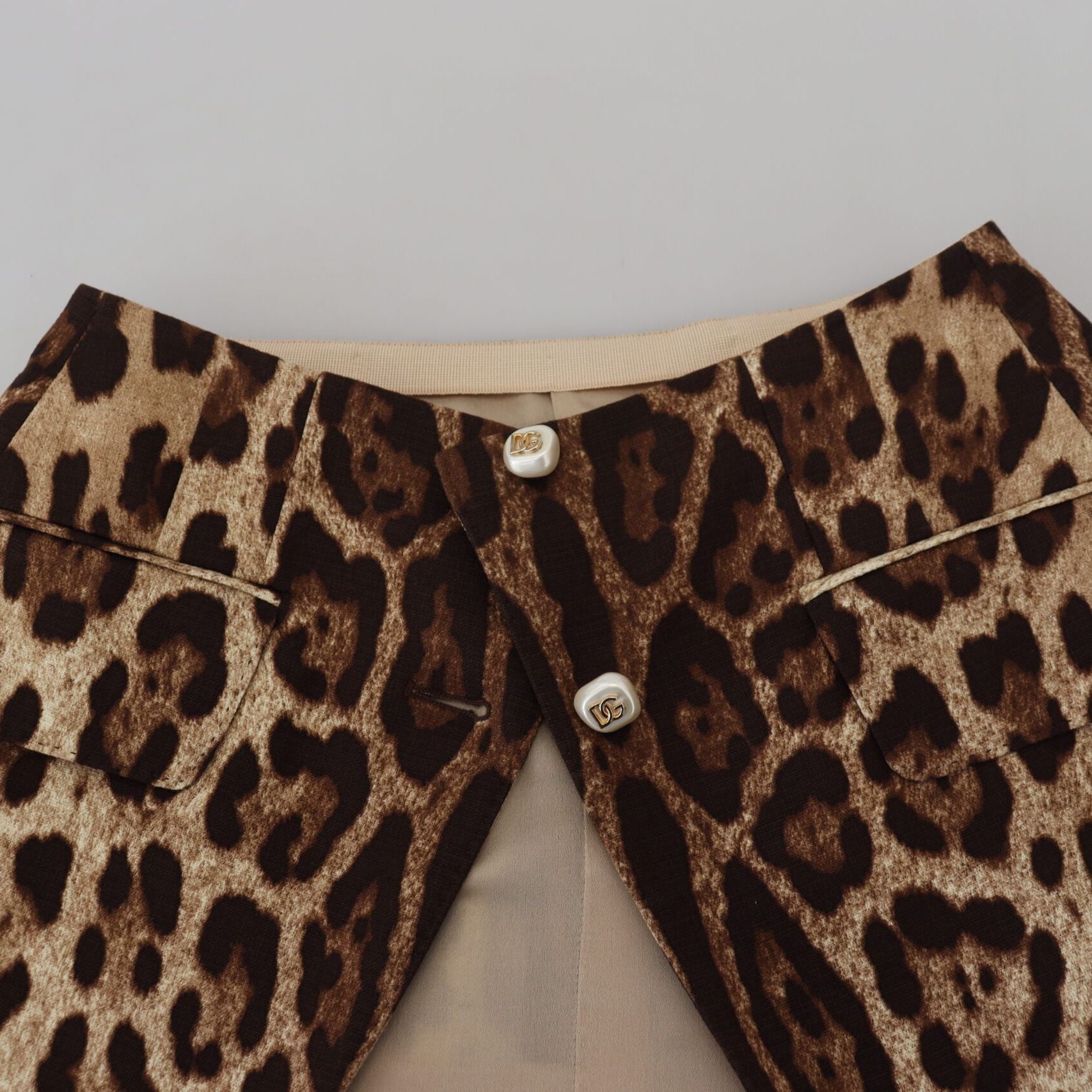 Dolce & Gabbana Brown Leopard Print Wool A-line Mini Skirt