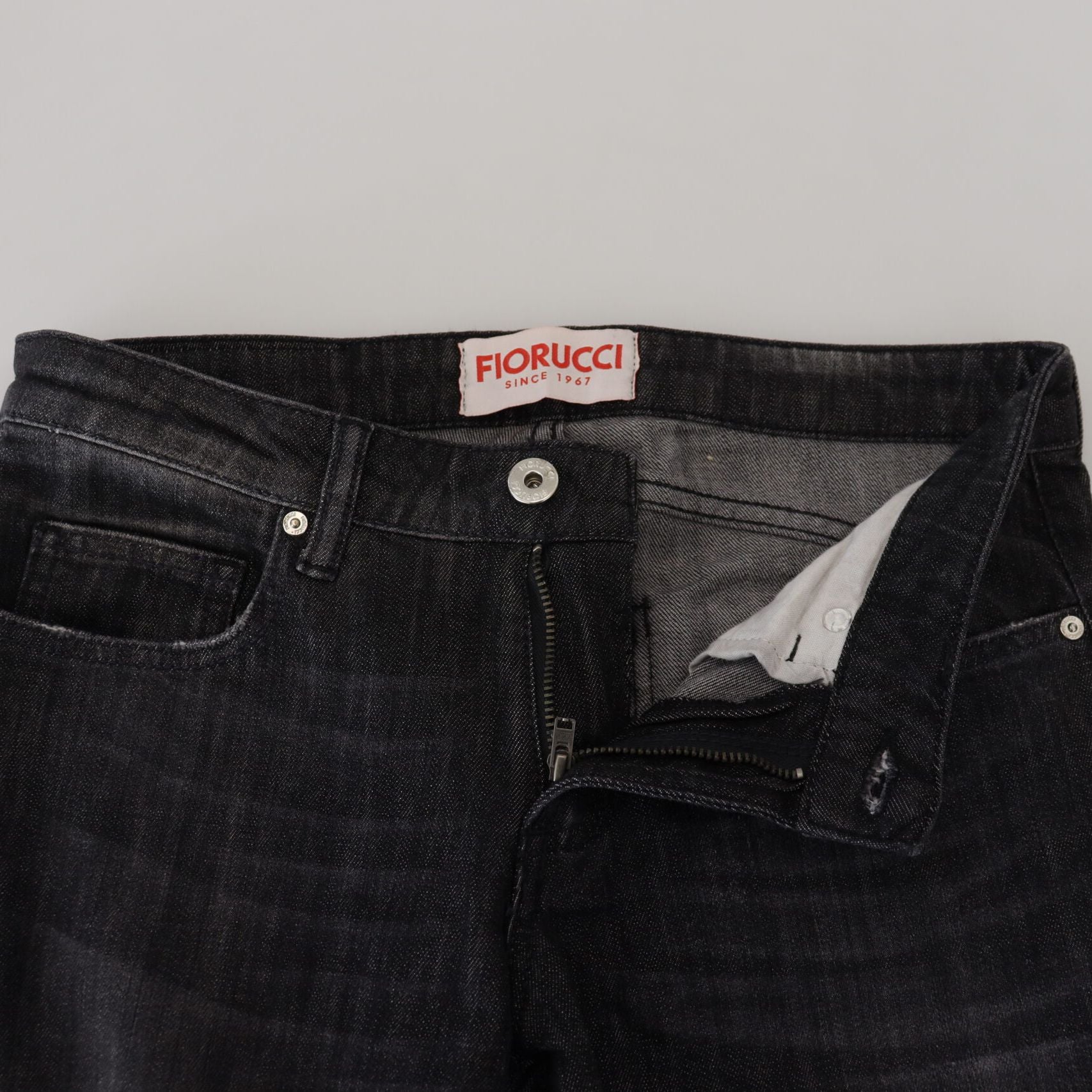 Fiorucci Black Cotton Low Waist Skinny Women Casual Jeans