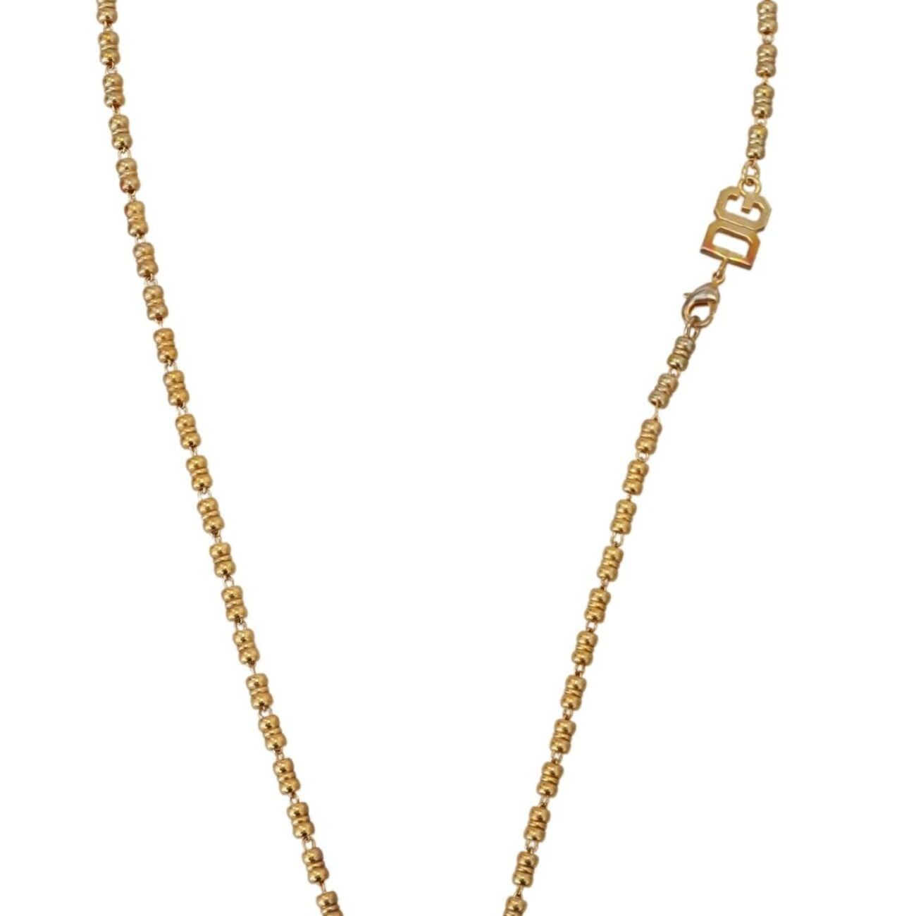 Dolce & Gabbana Gold Brass Chain SUPER PIG Pendant Logo Necklace