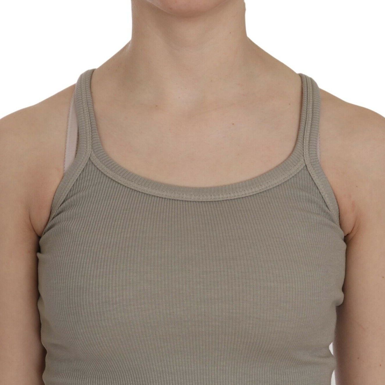 PINK MEMORIES Beige Sleeveless Spaghetti Strap Tank Blouse