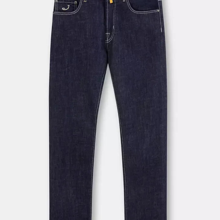 Jacob Cohen Blue Cotton Men Jeans with Straight Leg Cut