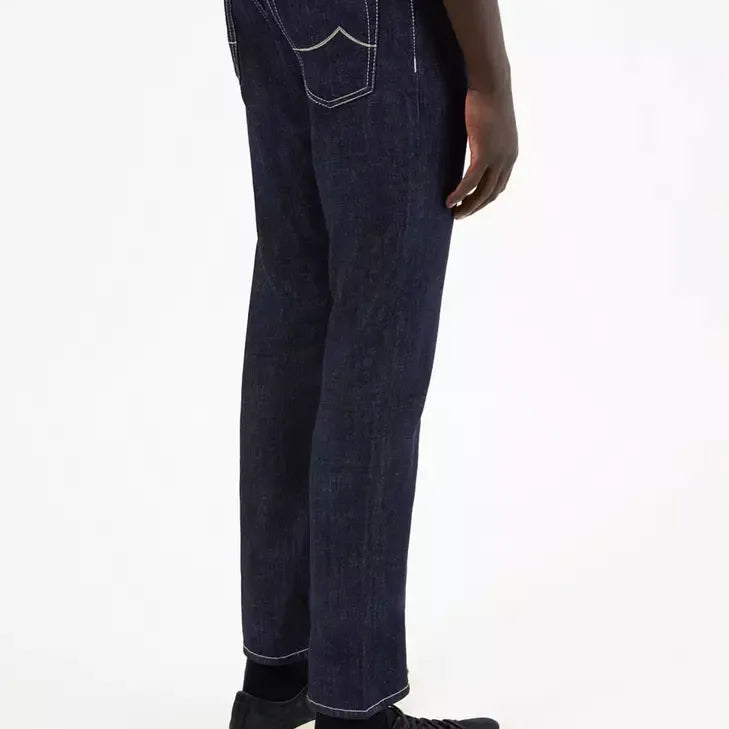 Jacob Cohen Blue Cotton Men Jeans with Straight Leg Cut