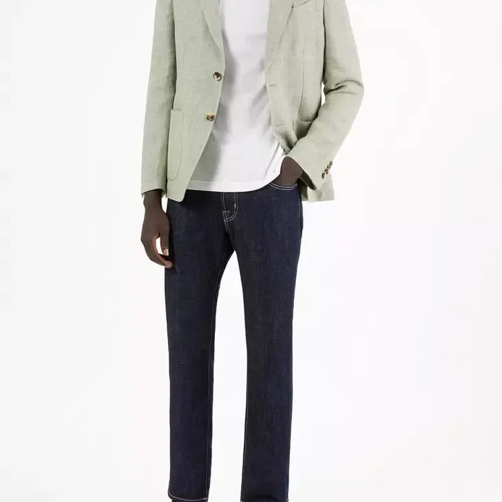 Jacob Cohen Blue Cotton Men Jeans with Straight Leg Cut