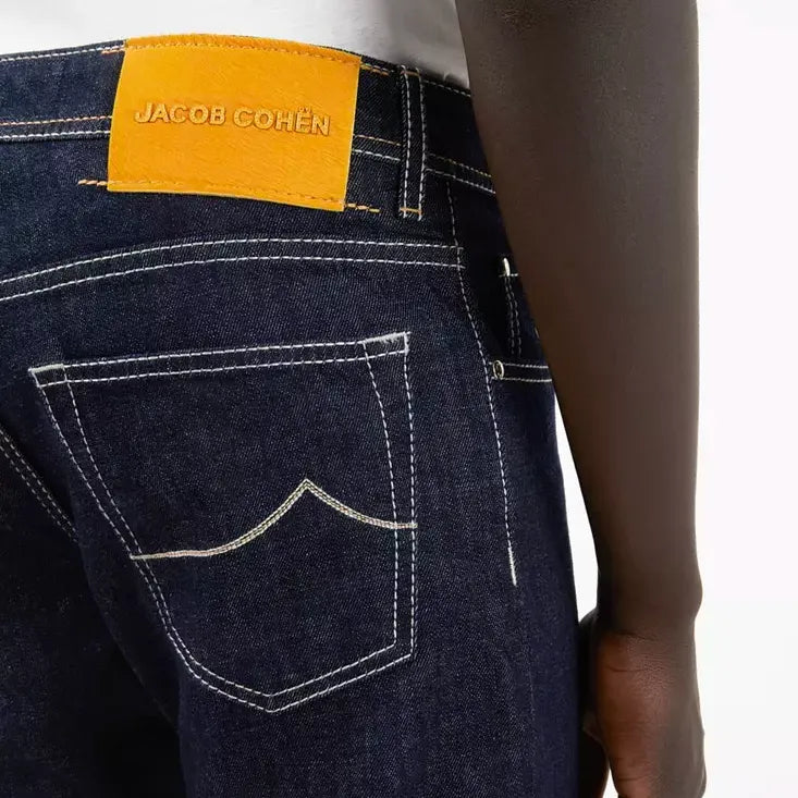 Jacob Cohen Blue Cotton Men Jeans with Straight Leg Cut