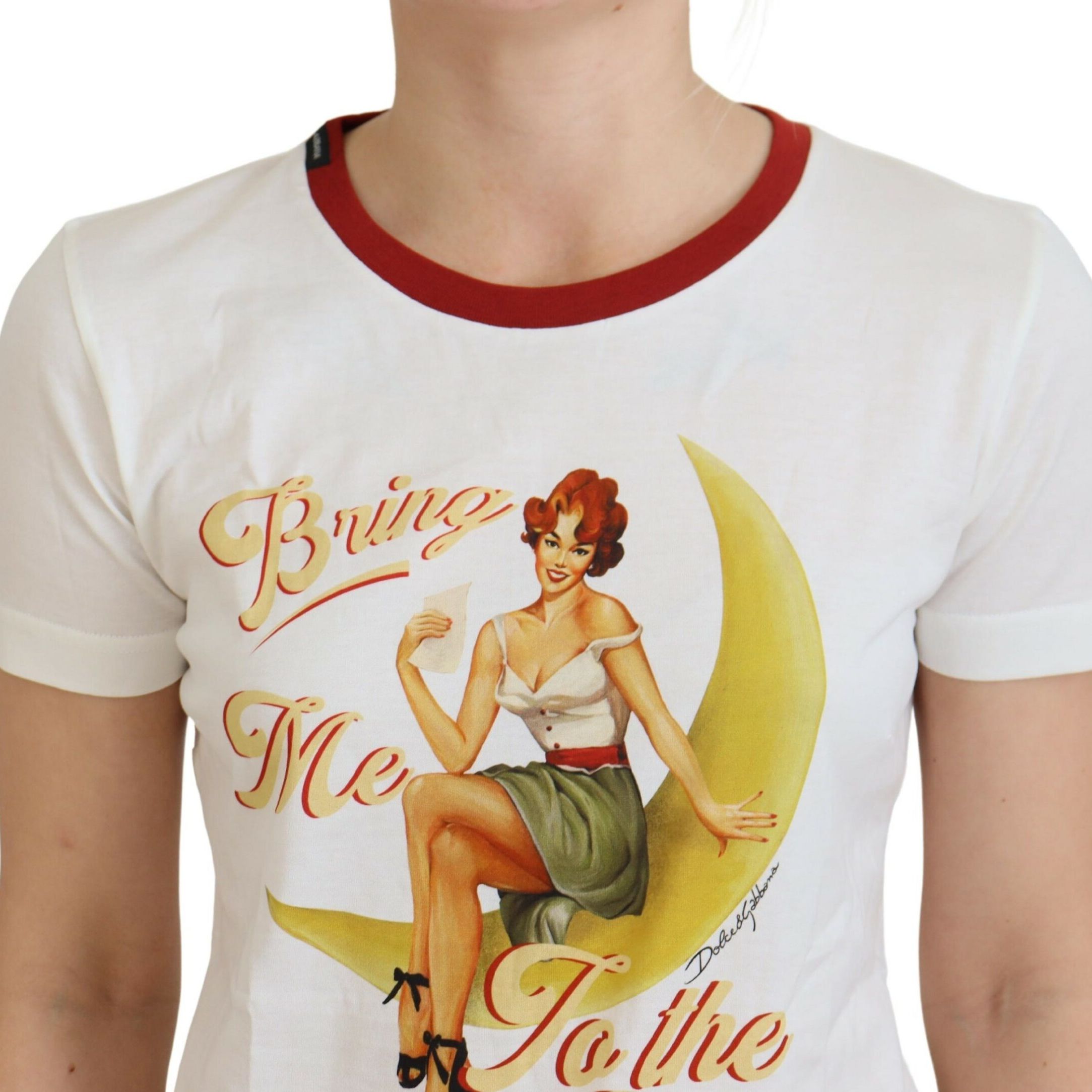Dolce & Gabbana White Printed Short Sleeves Pullover Top