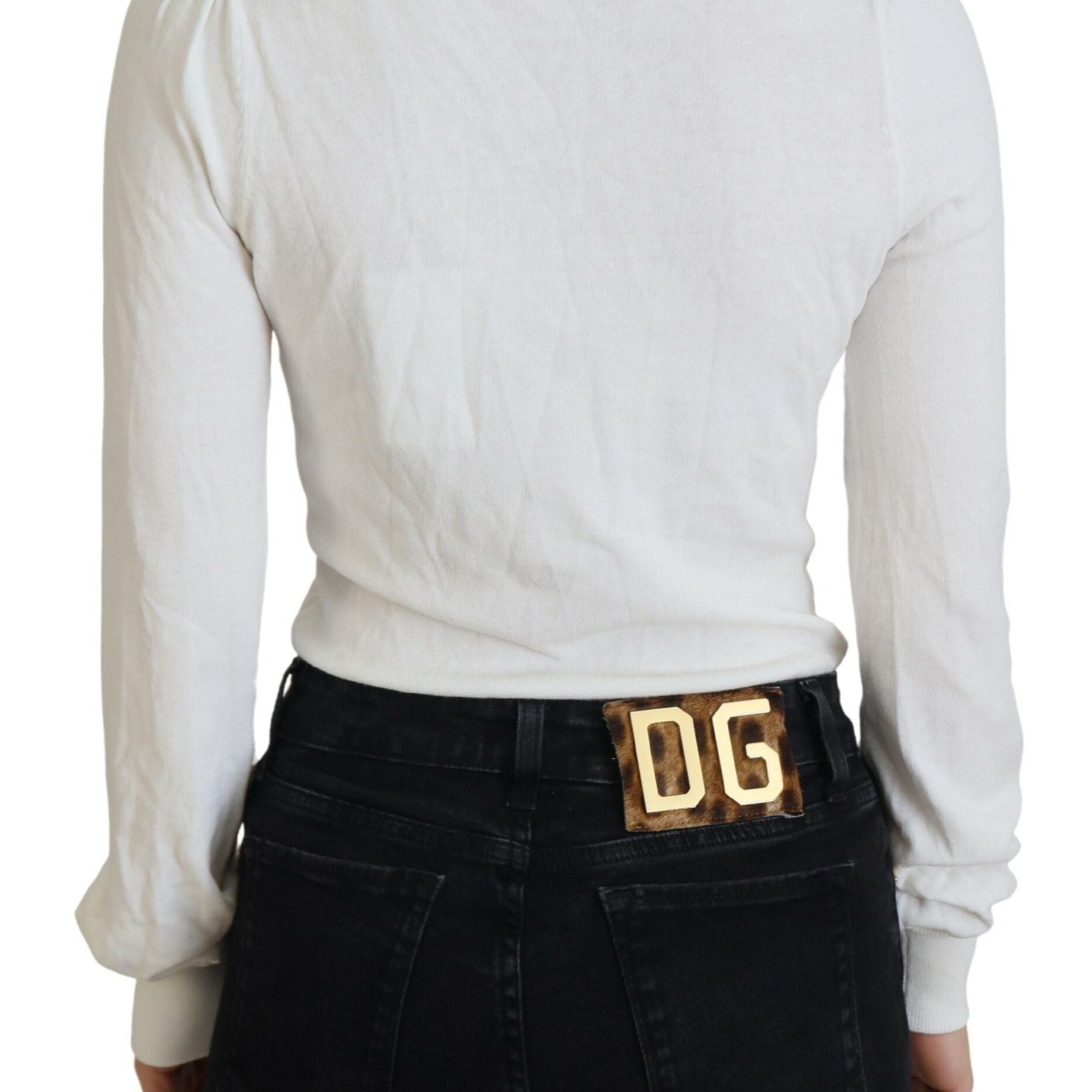 Patrizia Pepe Ivory V-Neck Long Sleeves Women Blouse Top