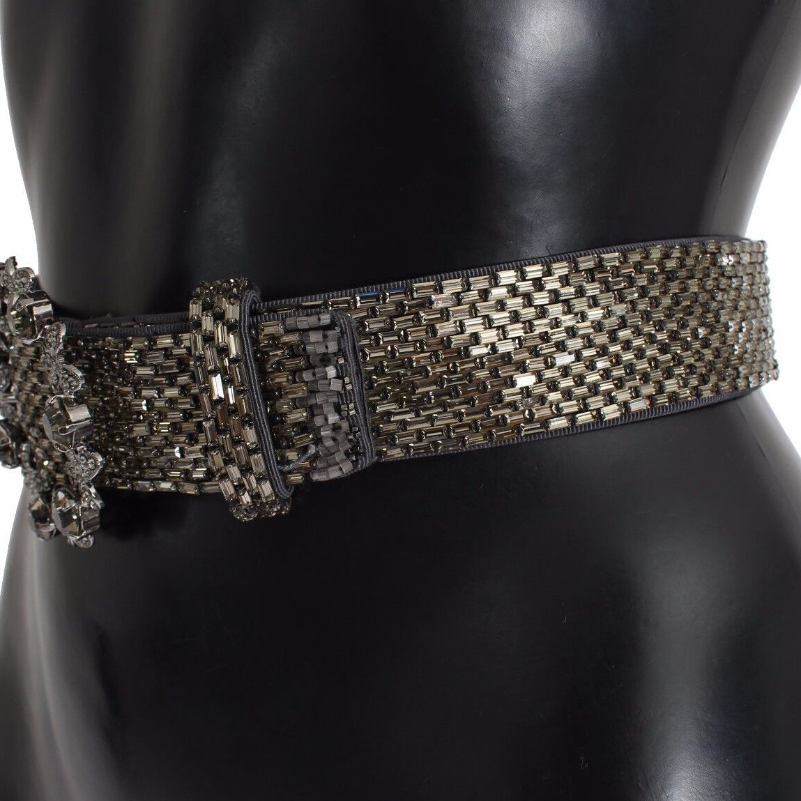 Dolce & Gabbana Multicolor Wide Crystal Buckle Sequined Belt