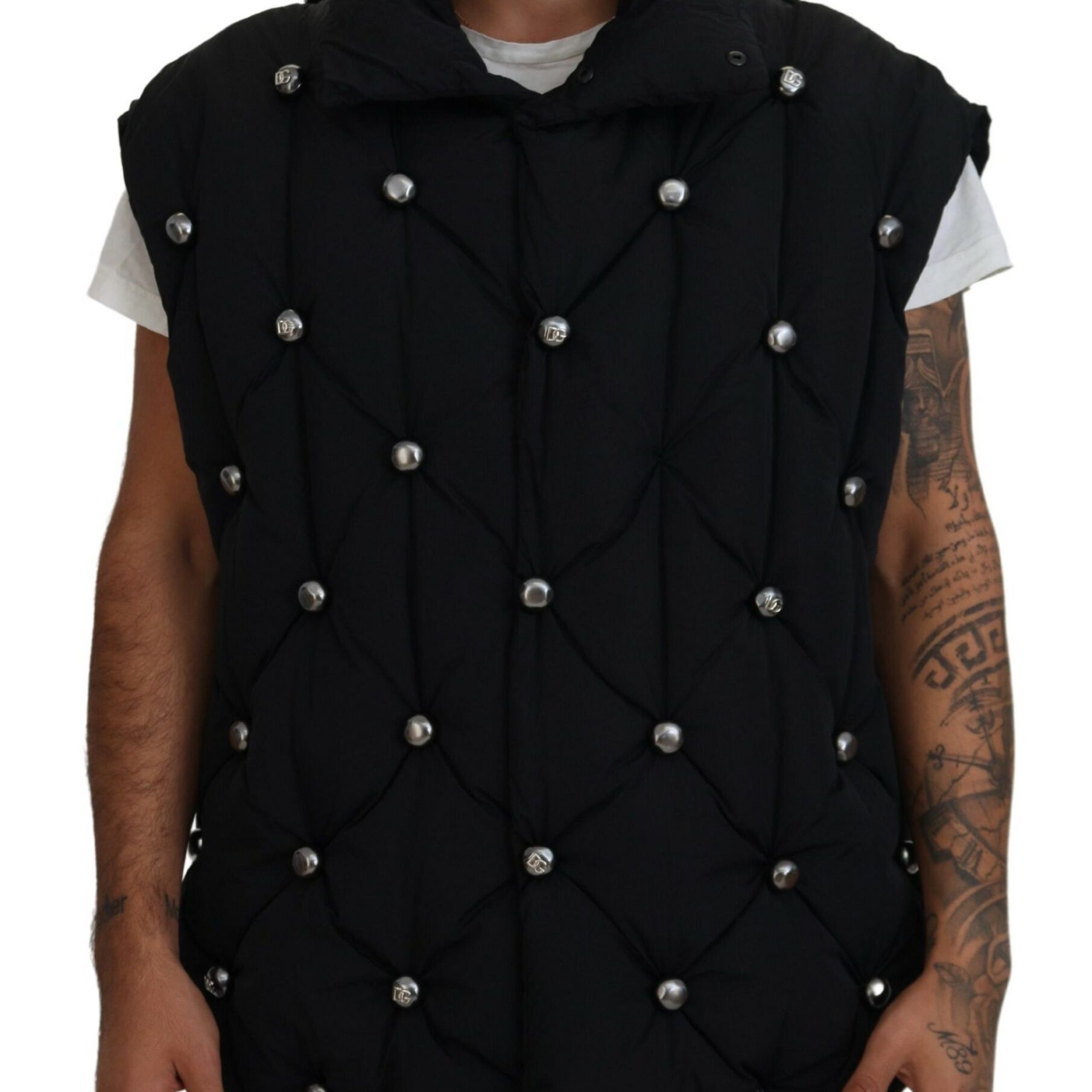 Dolce & Gabbana Black Sleeveless DG Metal Embellishment Jacket