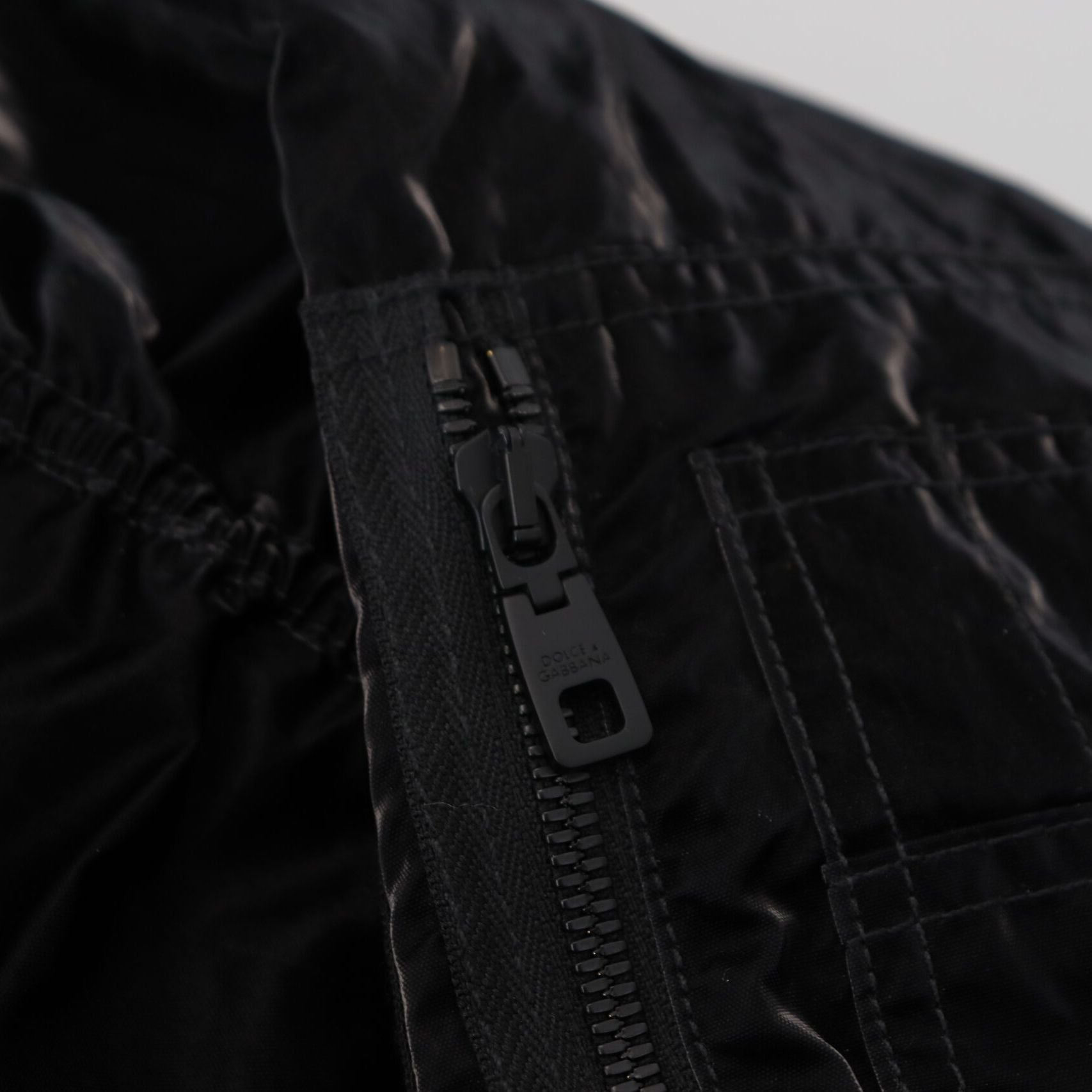 Dolce & Gabbana Black Nylon Hooded Full Zip Bomber Jacket