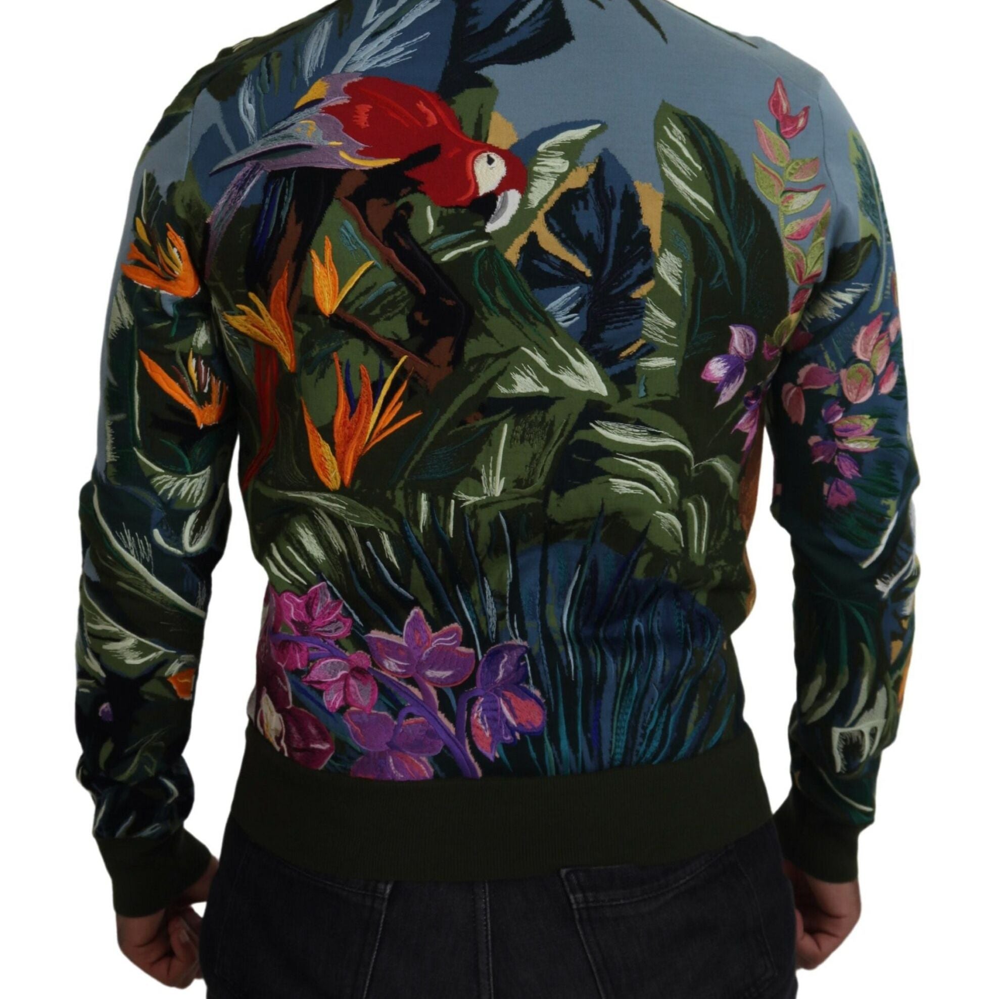 Dolce & Gabbana Multicolor Jungle Wool Pullover Logo Sweater