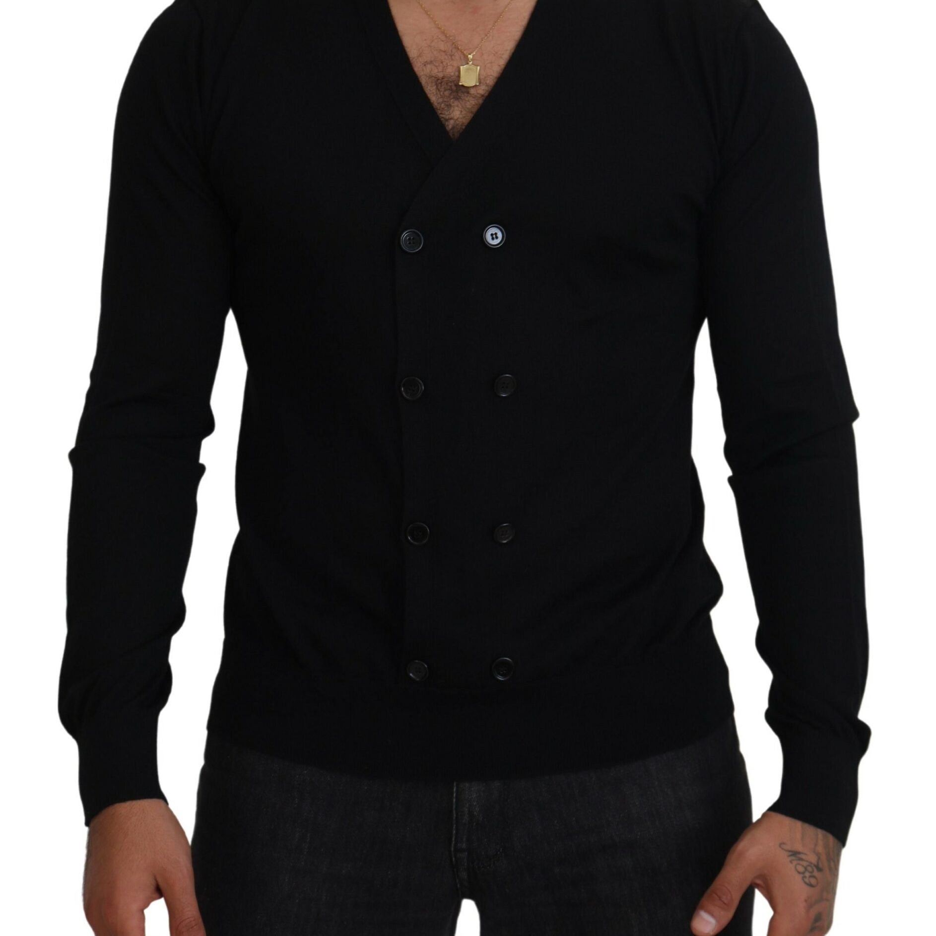 Dolce & Gabbana Black Cashmere Button Down Cardigan Sweater