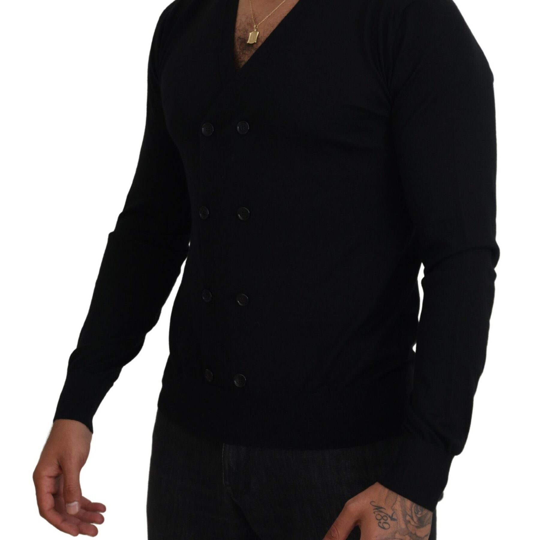 Dolce & Gabbana Black Cashmere Button Down Cardigan Sweater