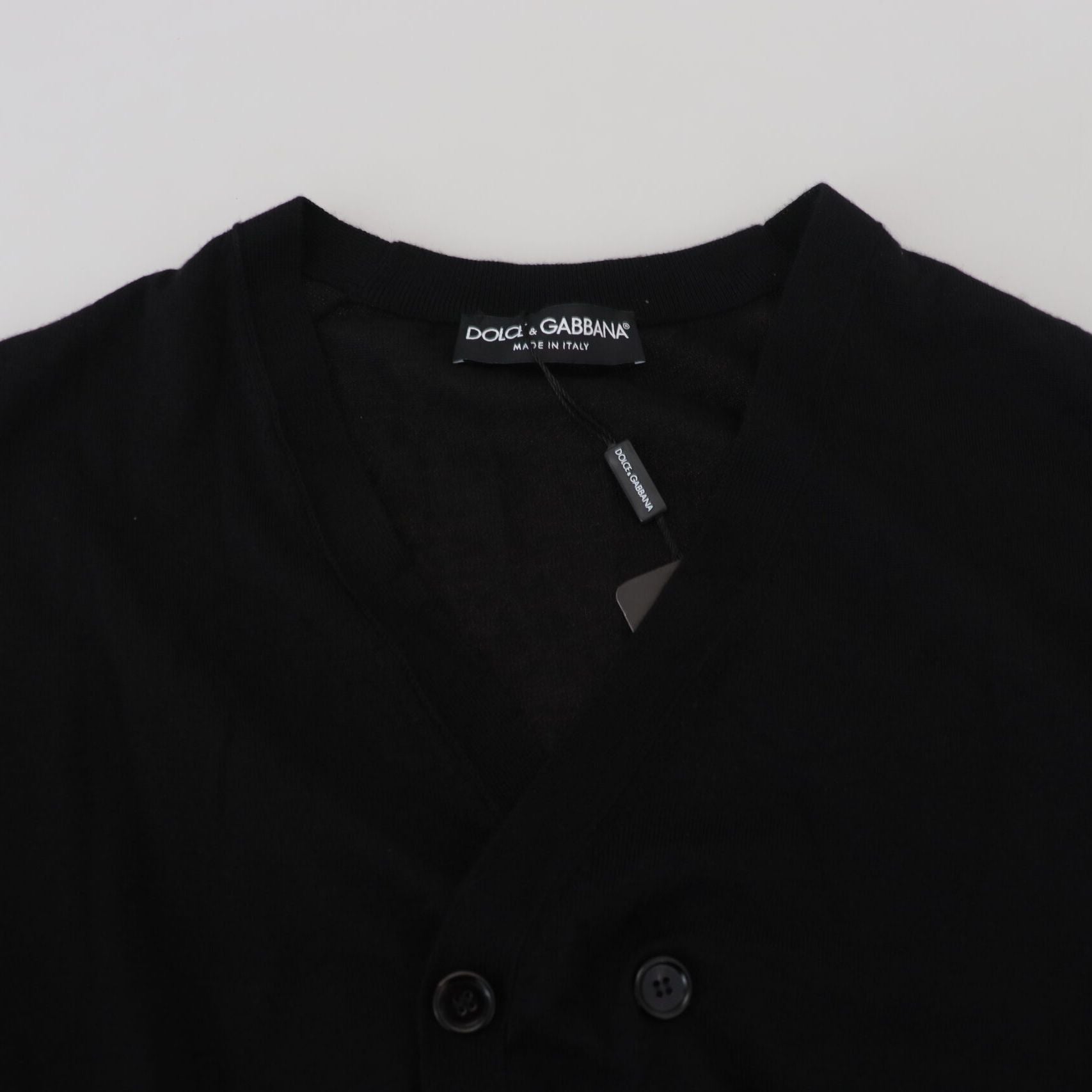 Dolce & Gabbana Black Cashmere Button Down Cardigan Sweater