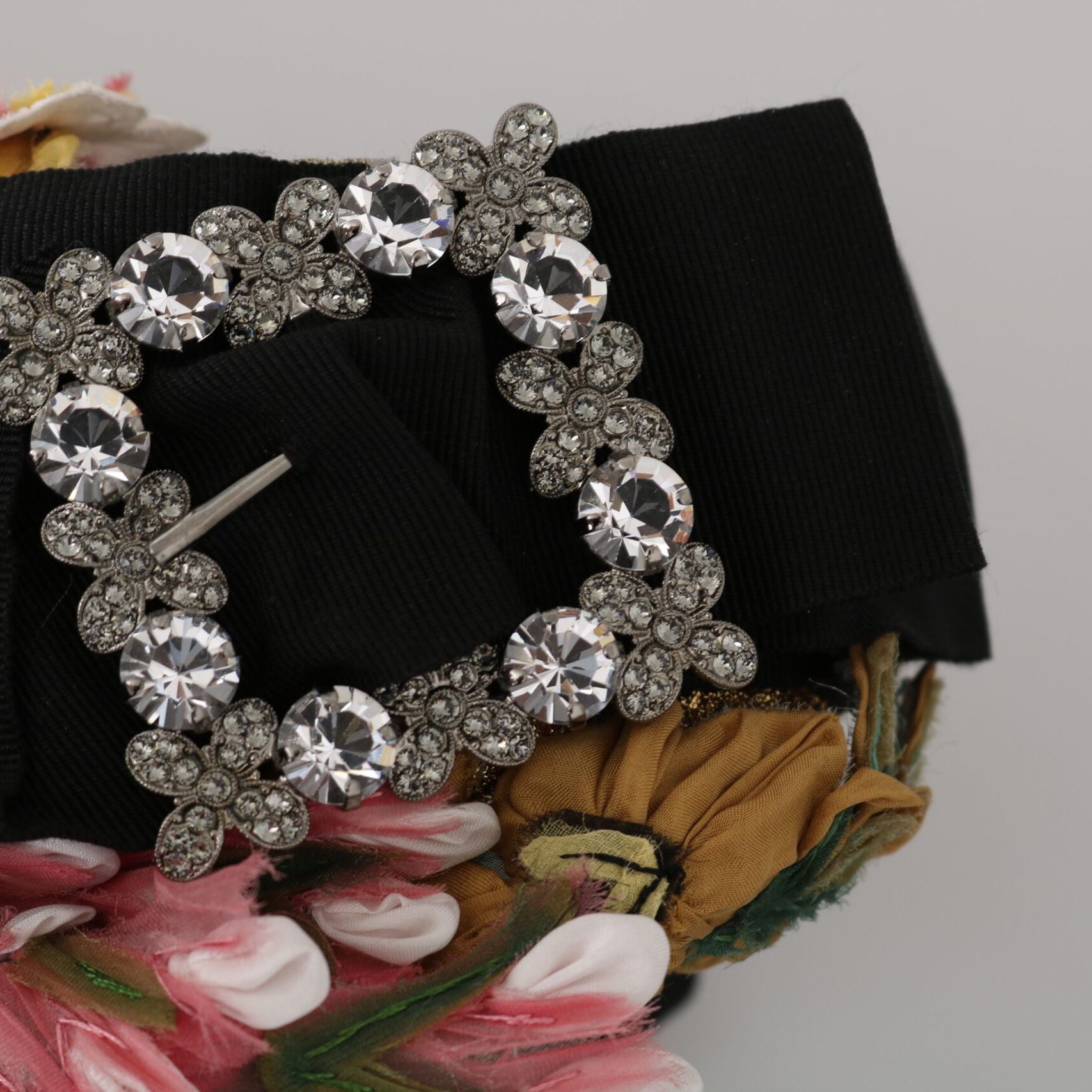 Dolce & Gabbana Multicolor Tiara Floral Crystal Bow Diadem Headband
