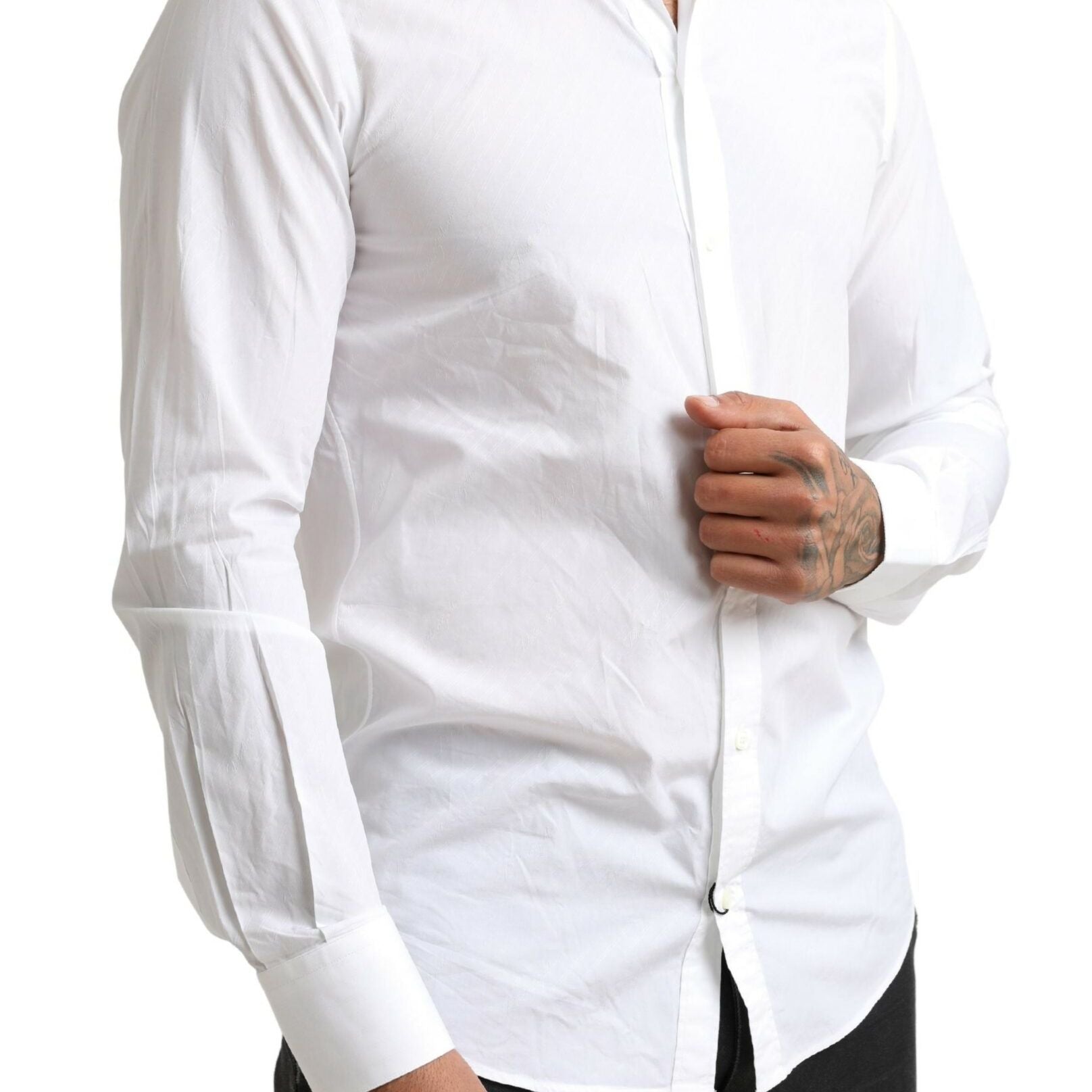 Dolce & Gabbana White MARTINI Cotton Dress Formal Shirt