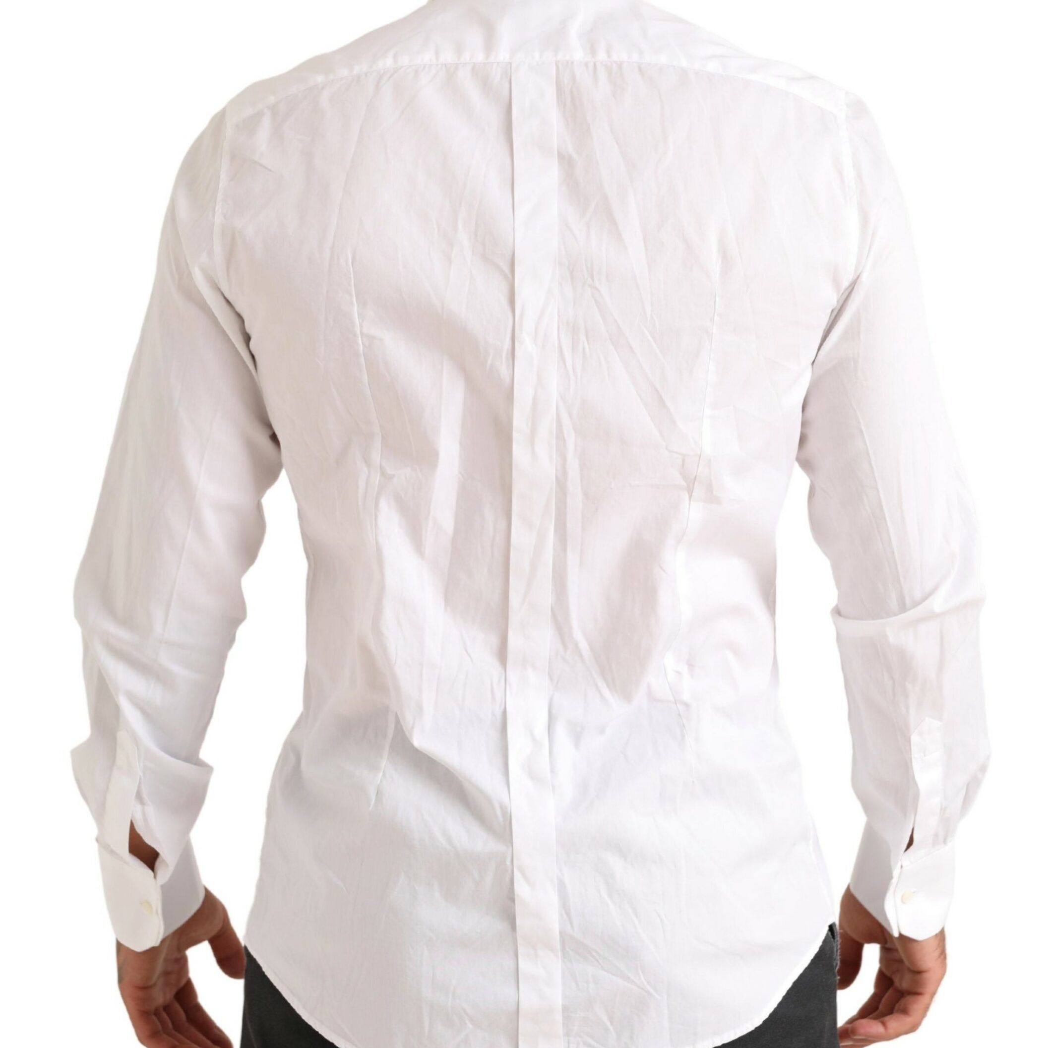 Dolce & Gabbana White GOLD Formal Cotton Tuxedo Dress Shirt