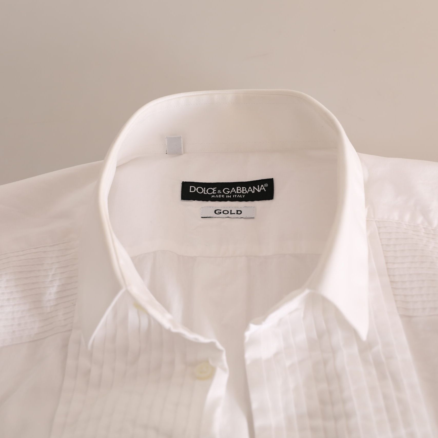 Dolce & Gabbana White GOLD Formal Cotton Tuxedo Dress Shirt