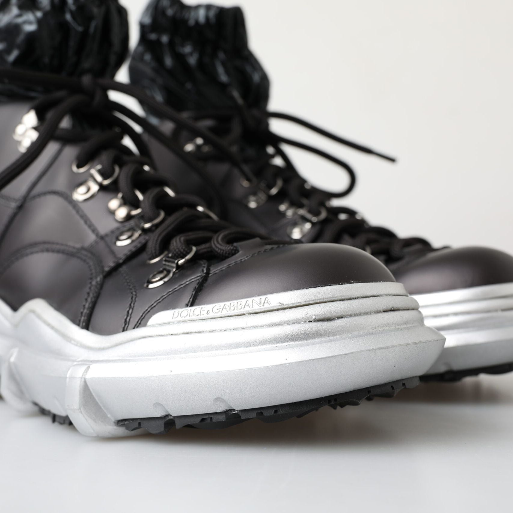 Dolce & Gabbana Black Nylon Galileo High Top Sneakers Shoes