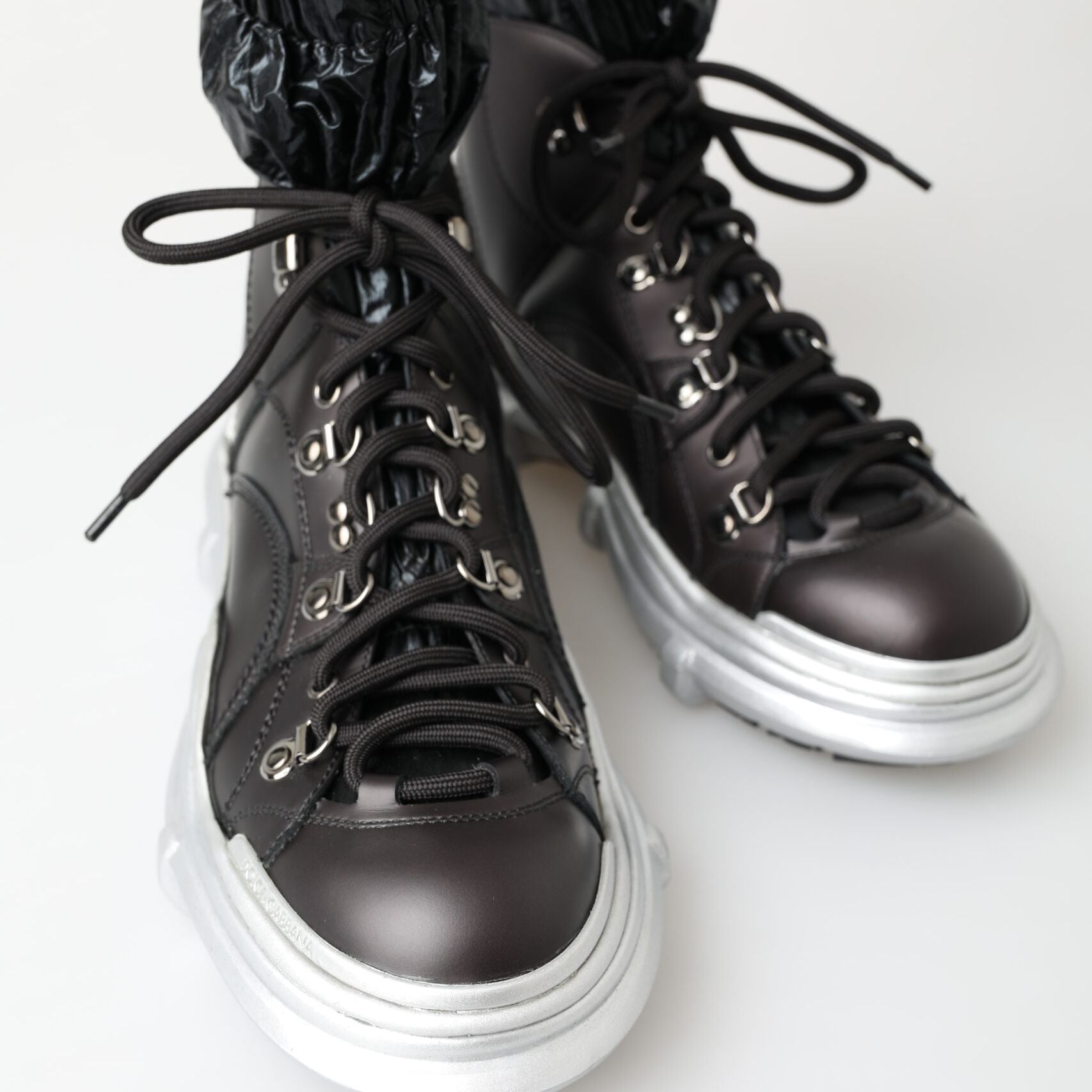 Dolce & Gabbana Black Nylon Galileo High Top Sneakers Shoes