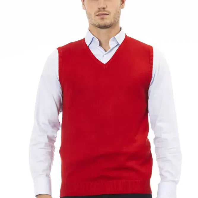Alpha Studio Red Viscose Men Jacket