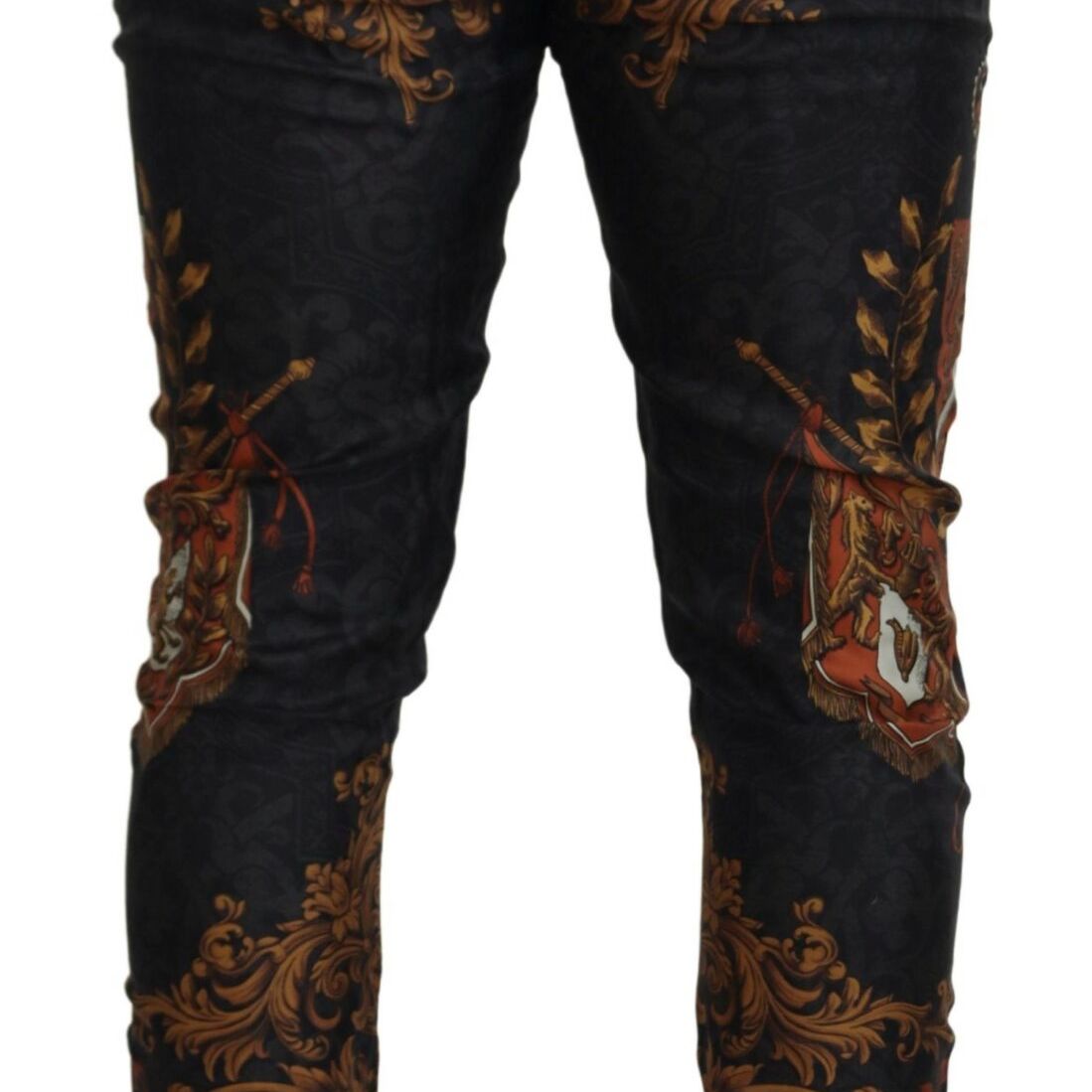 Dolce & Gabbana Gray Silk Baroque Crown Trousers Sport Pants