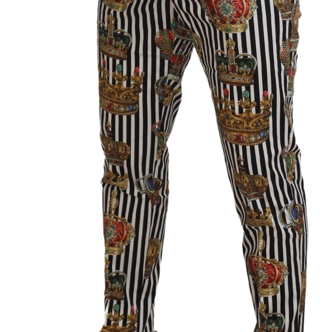 Dolce & Gabbana White Cotton Stretch Crown Trouser Pants